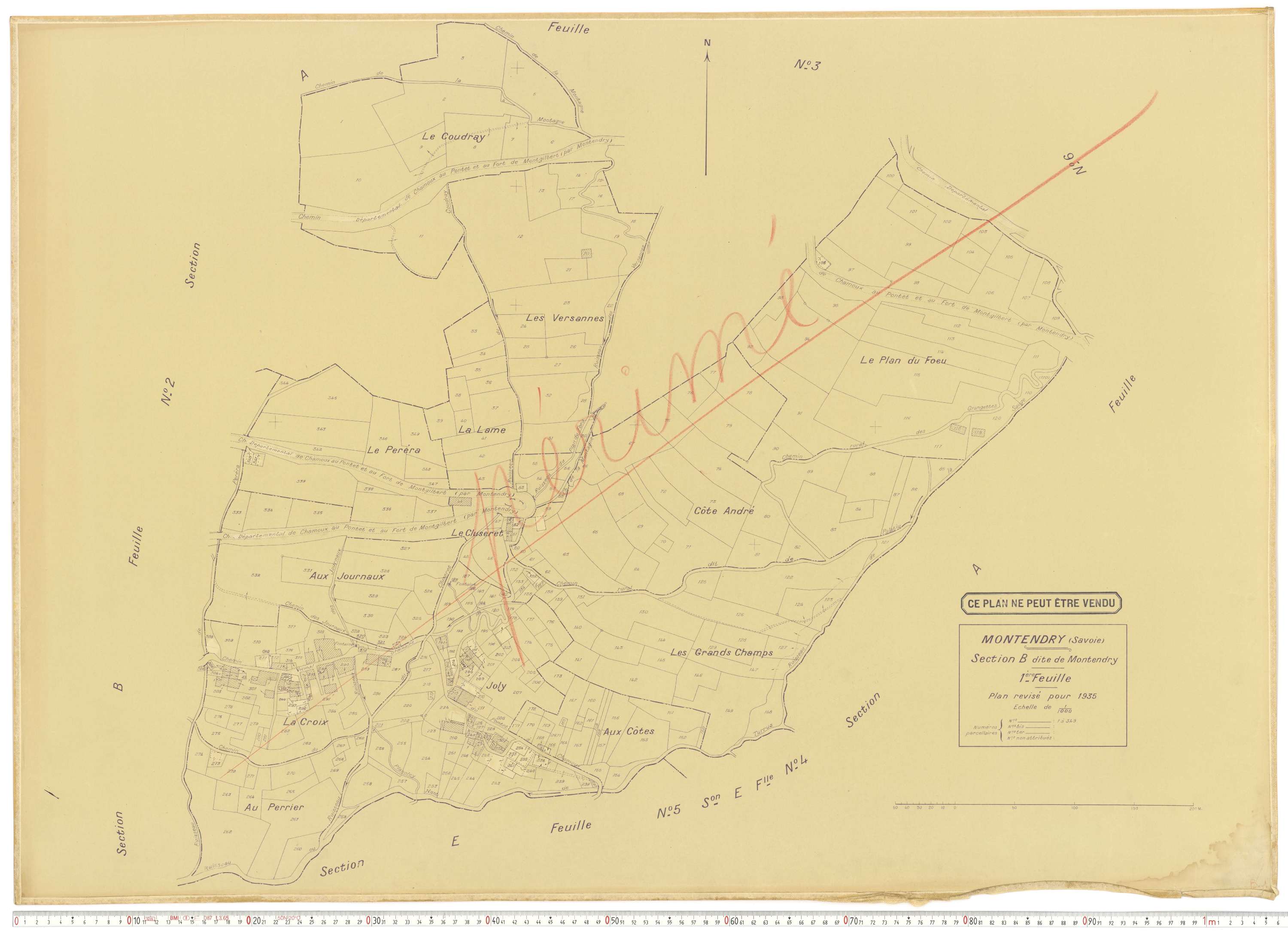 Montendry - Plans cadastraux du cadastre rénové en 1935 et mis à jour en 1988.