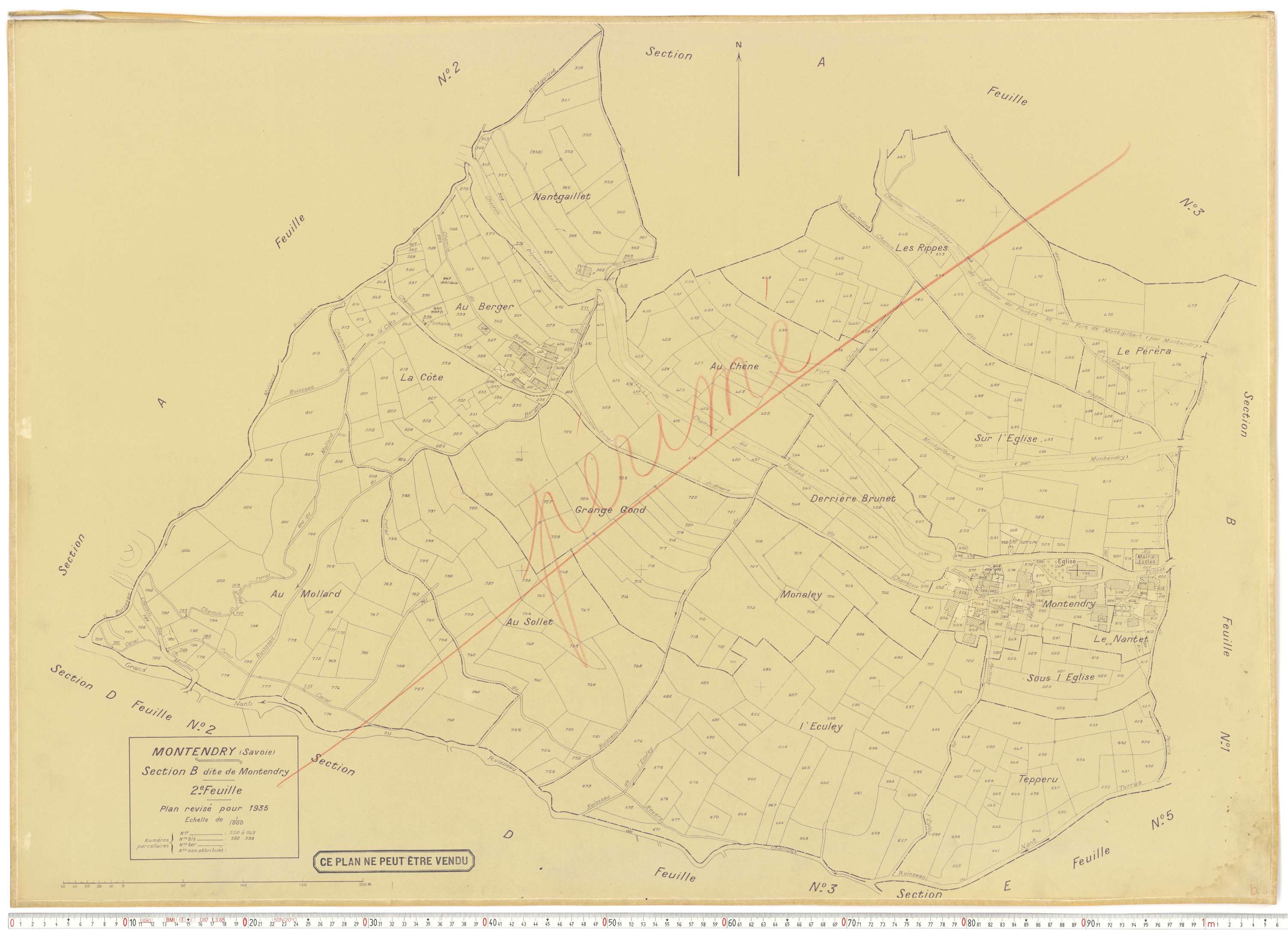 Montendry - Plans cadastraux du cadastre rénové en 1935 et mis à jour en 1988.