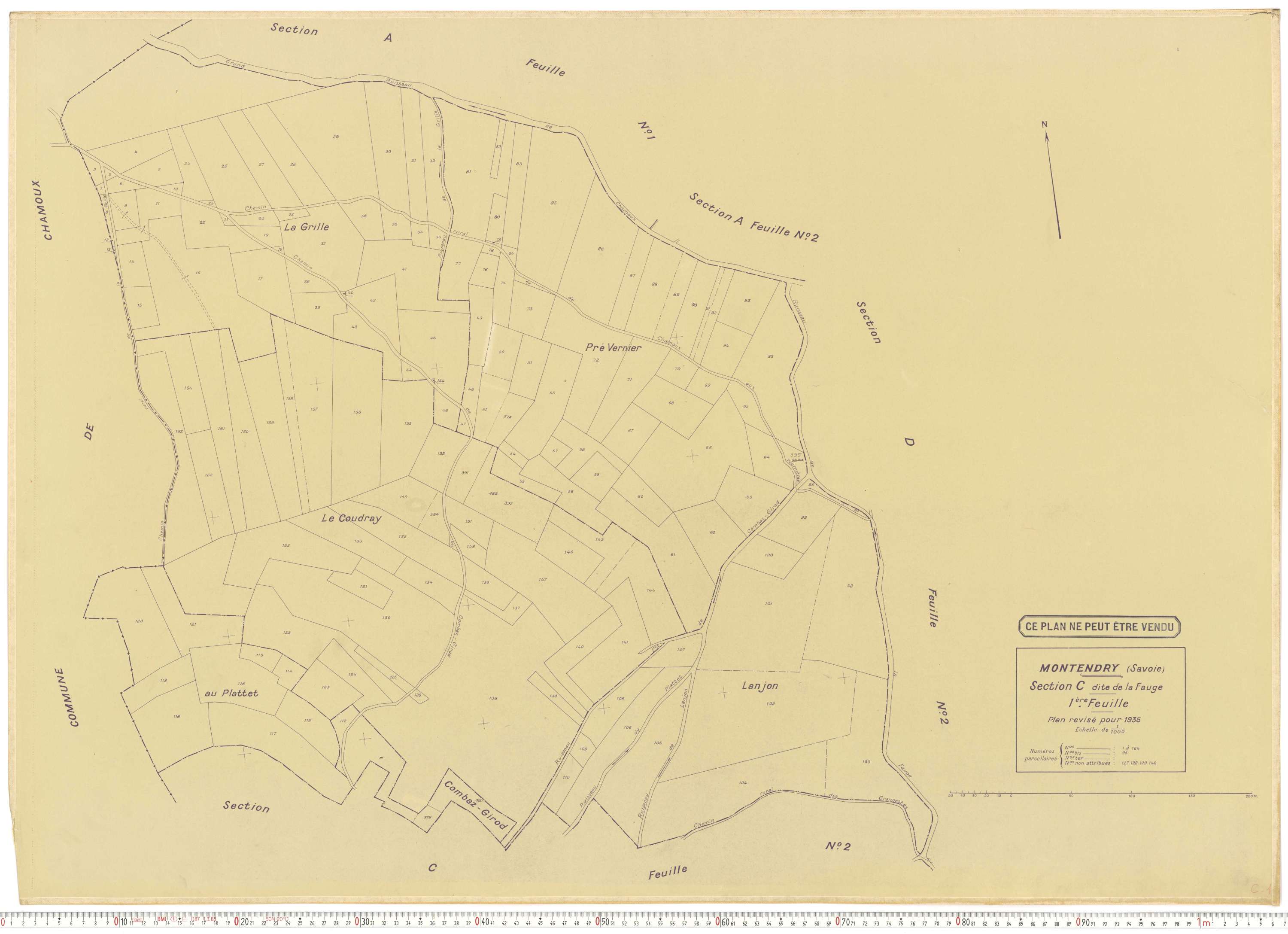 Montendry - Plans cadastraux du cadastre rénové en 1935 et mis à jour en 1988.