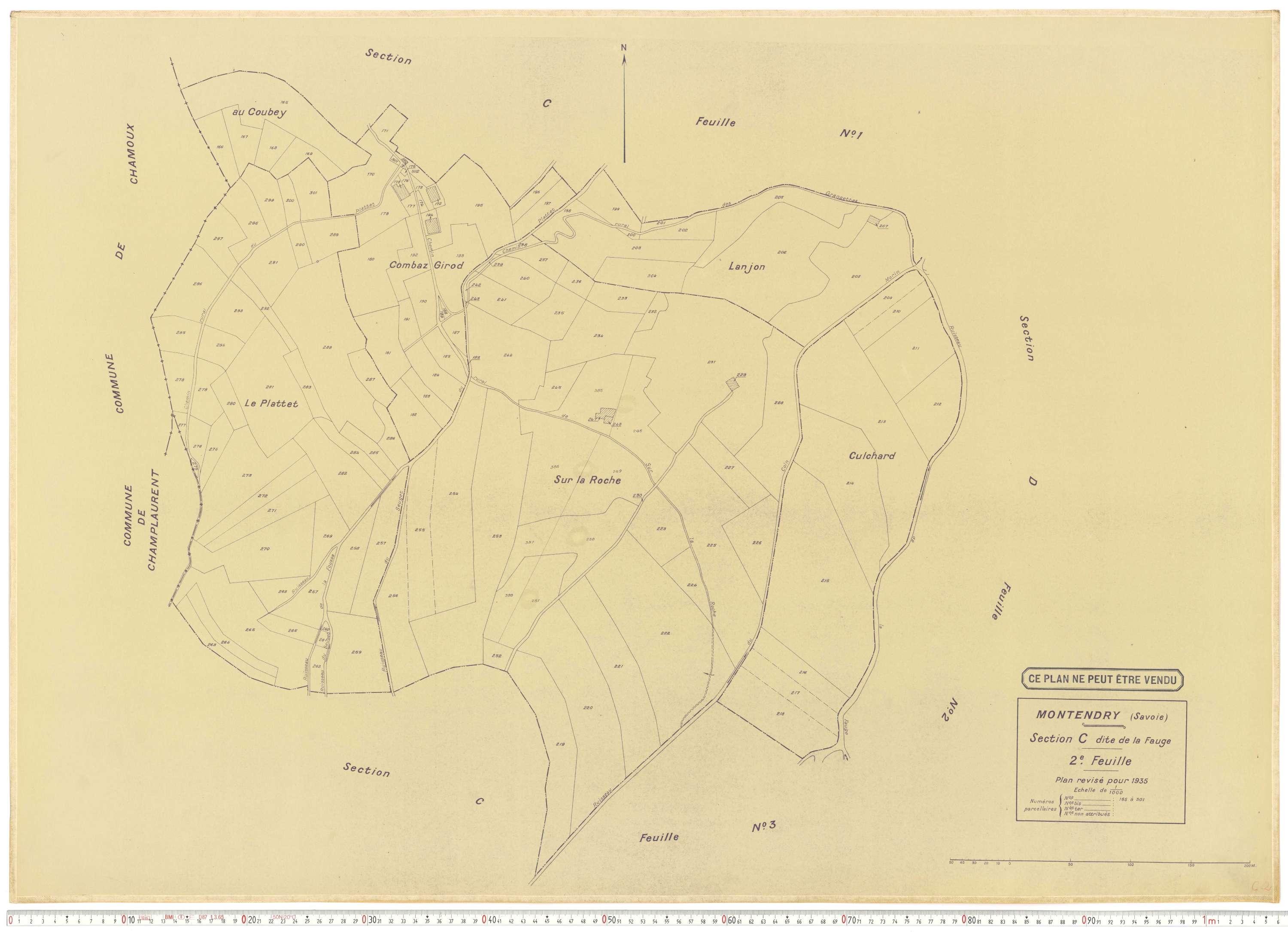 Montendry - Plans cadastraux du cadastre rénové en 1935 et mis à jour en 1988.