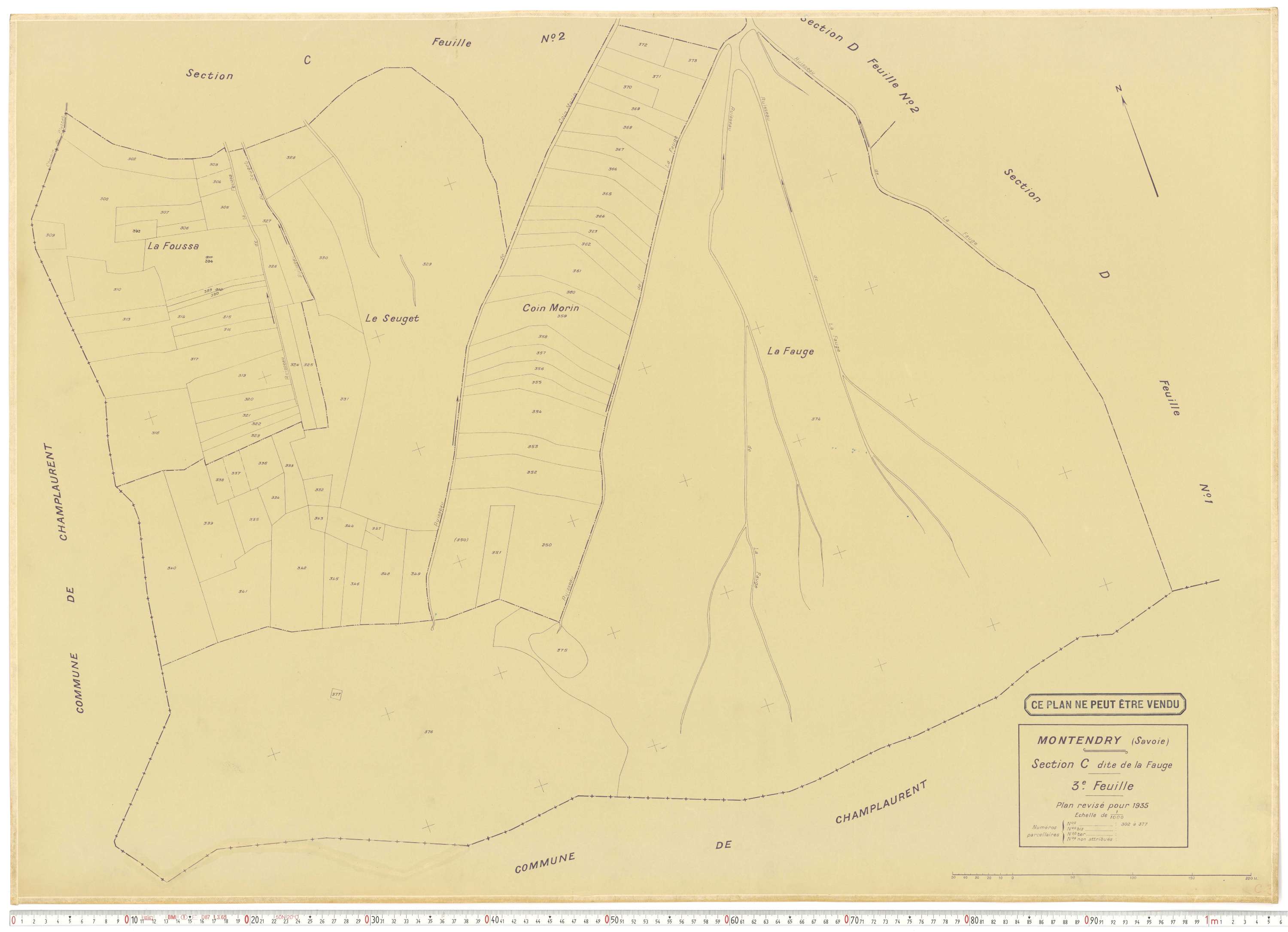 Montendry - Plans cadastraux du cadastre rénové en 1935 et mis à jour en 1988.