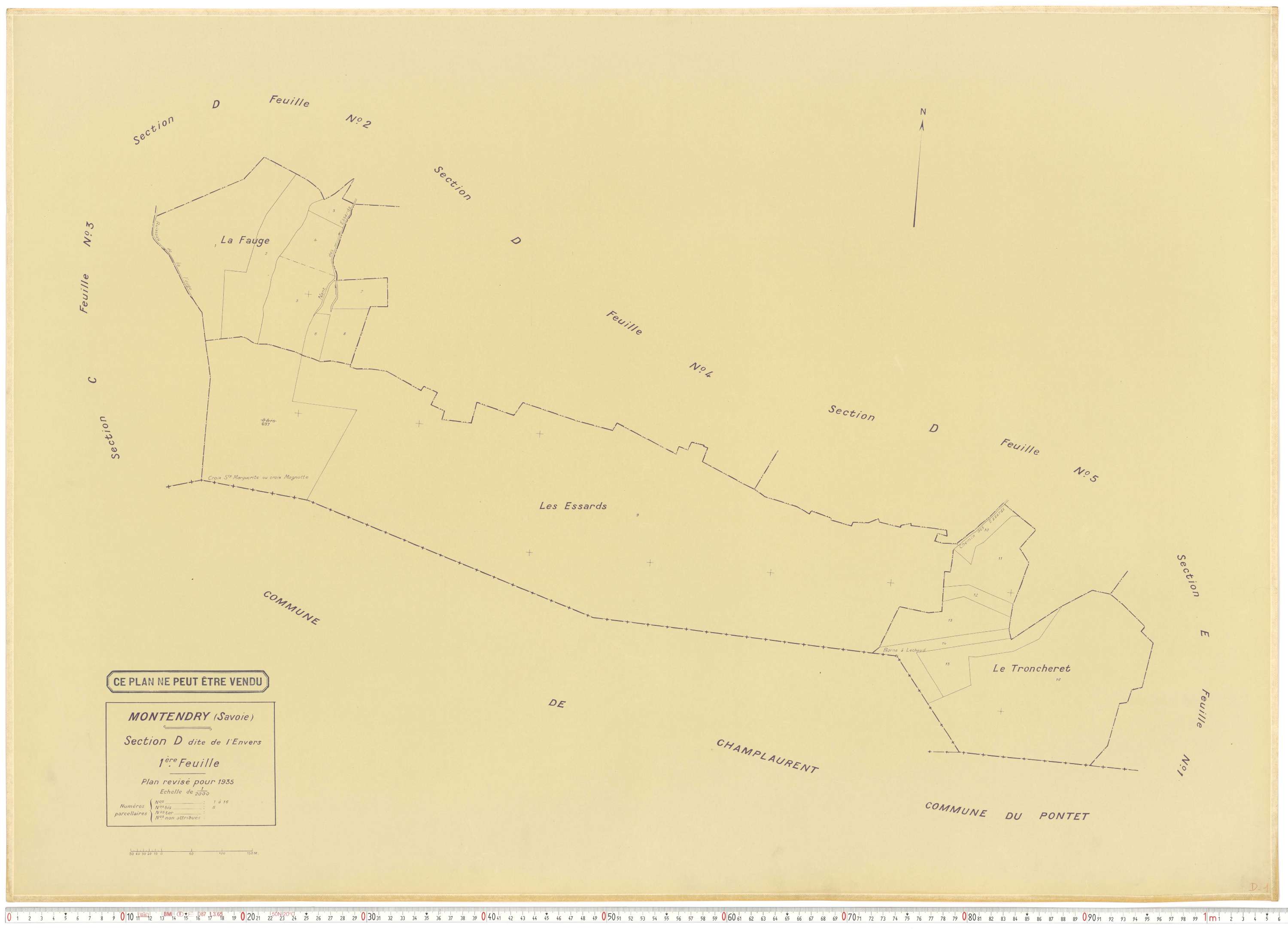 Montendry - Plans cadastraux du cadastre rénové en 1935 et mis à jour en 1988.