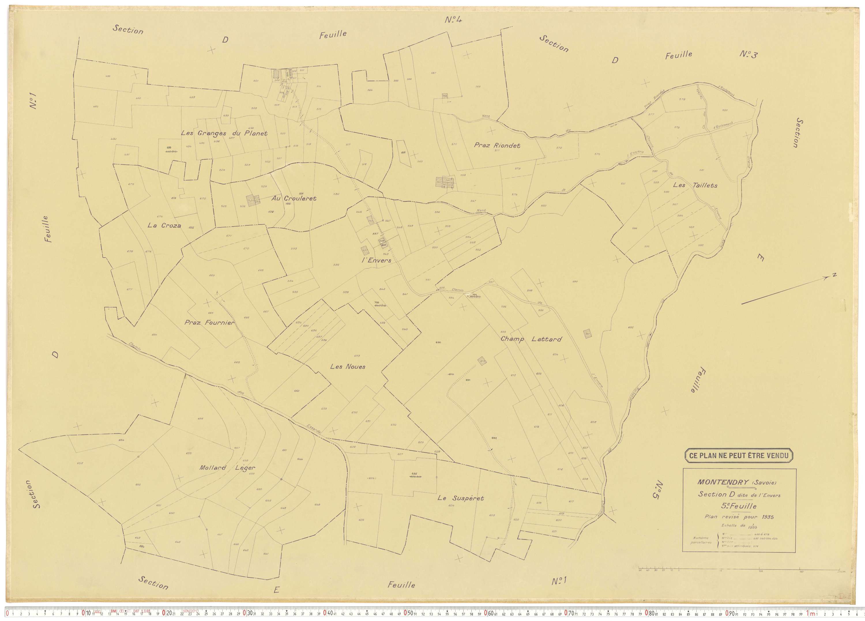 Montendry - Plans cadastraux du cadastre rénové en 1935 et mis à jour en 1988.