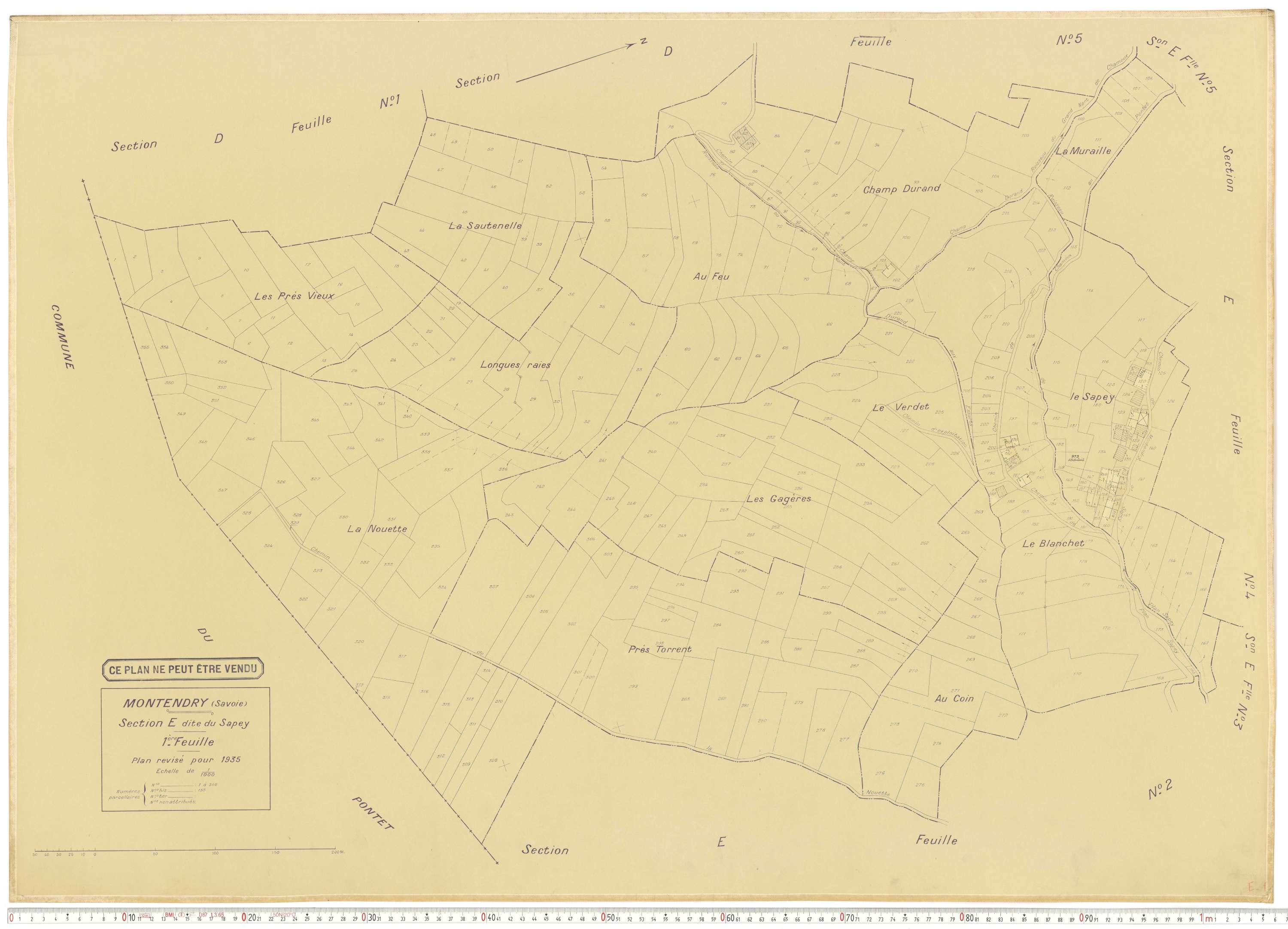 Montendry - Plans cadastraux du cadastre rénové en 1935 et mis à jour en 1988.