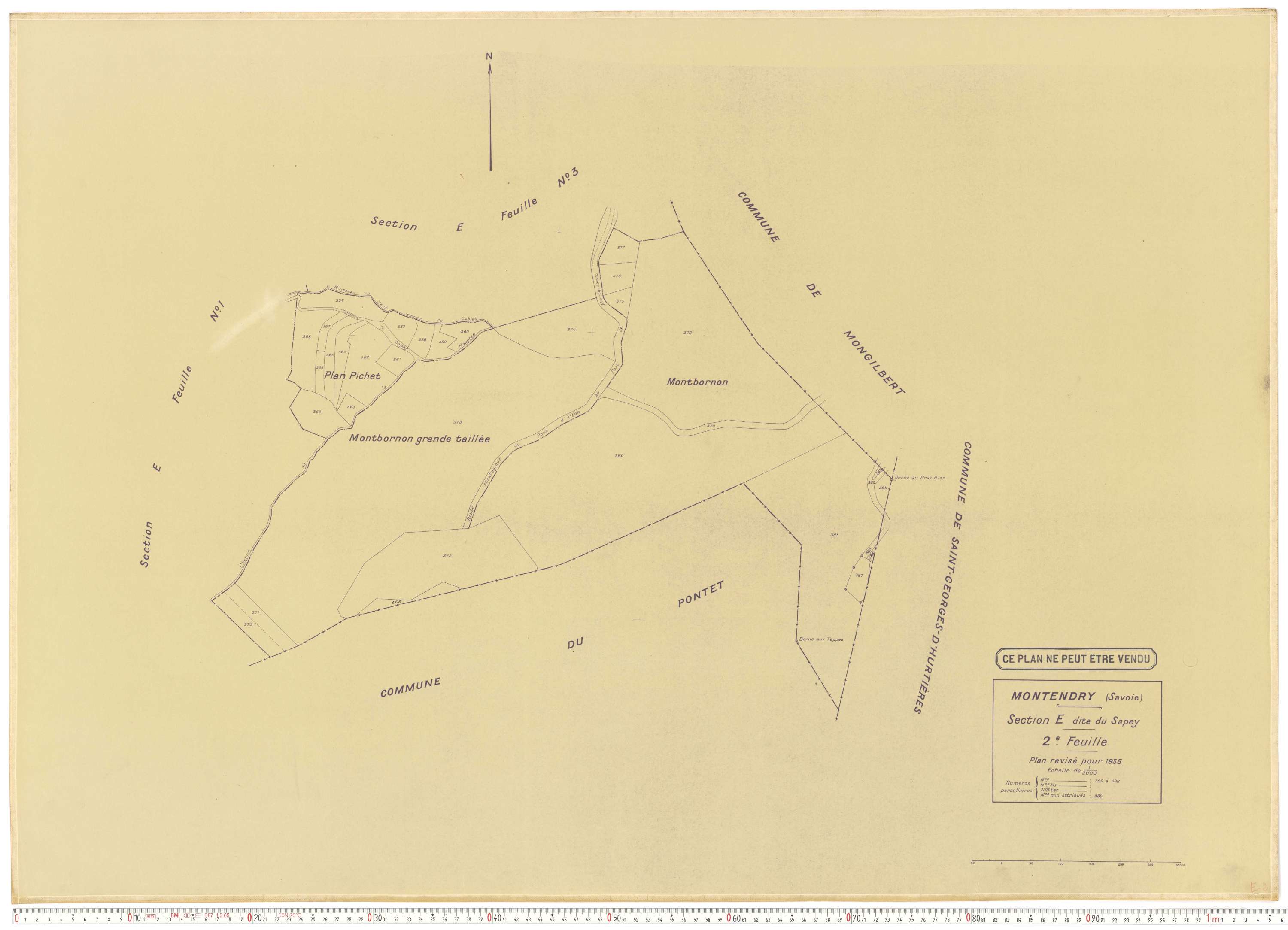 Montendry - Plans cadastraux du cadastre rénové en 1935 et mis à jour en 1988.