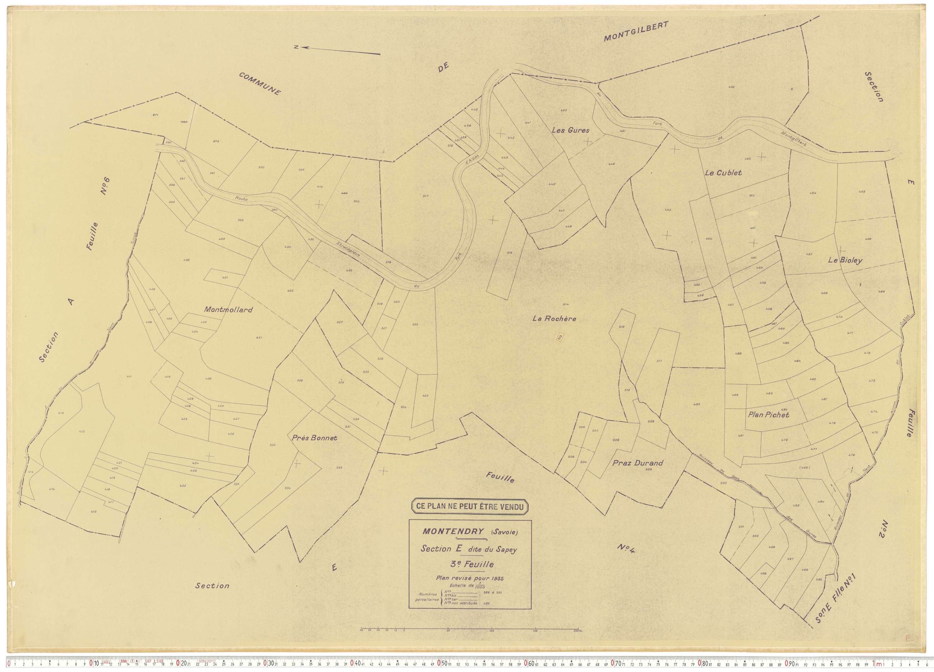 Montendry - Plans cadastraux du cadastre rénové en 1935 et mis à jour en 1988.
