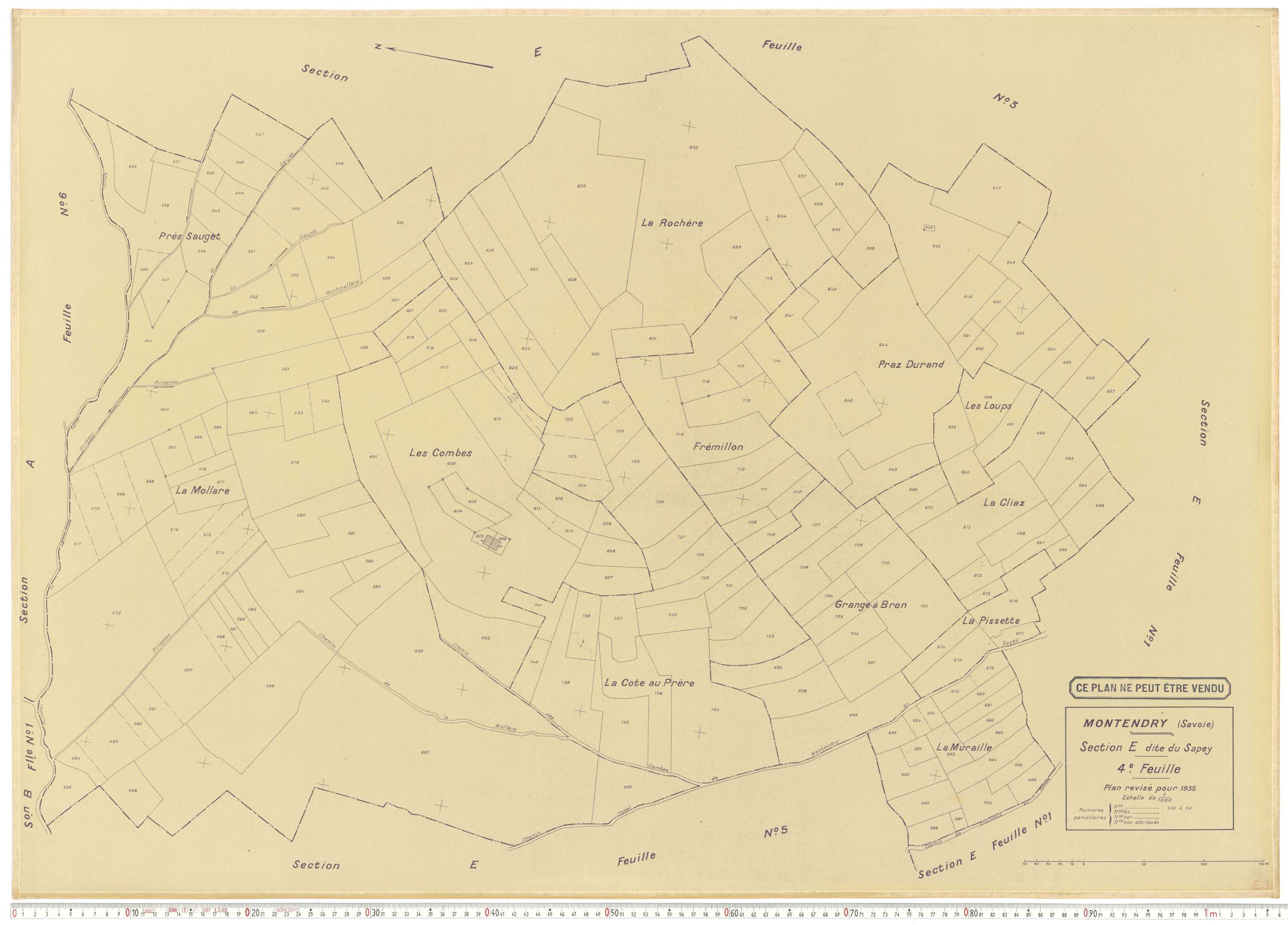 Montendry - Plans cadastraux du cadastre rénové en 1935 et mis à jour en 1988.