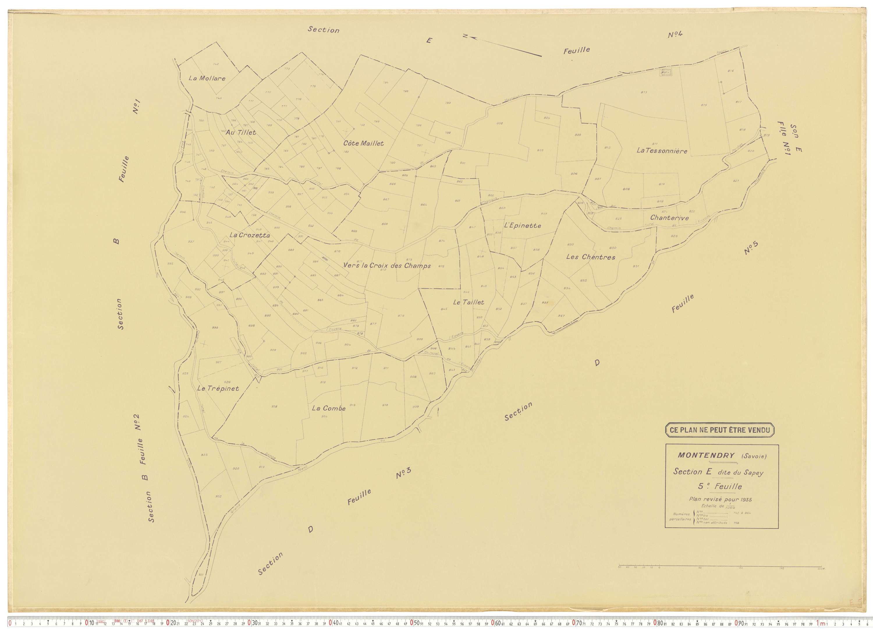Montendry - Plans cadastraux du cadastre rénové en 1935 et mis à jour en 1988.