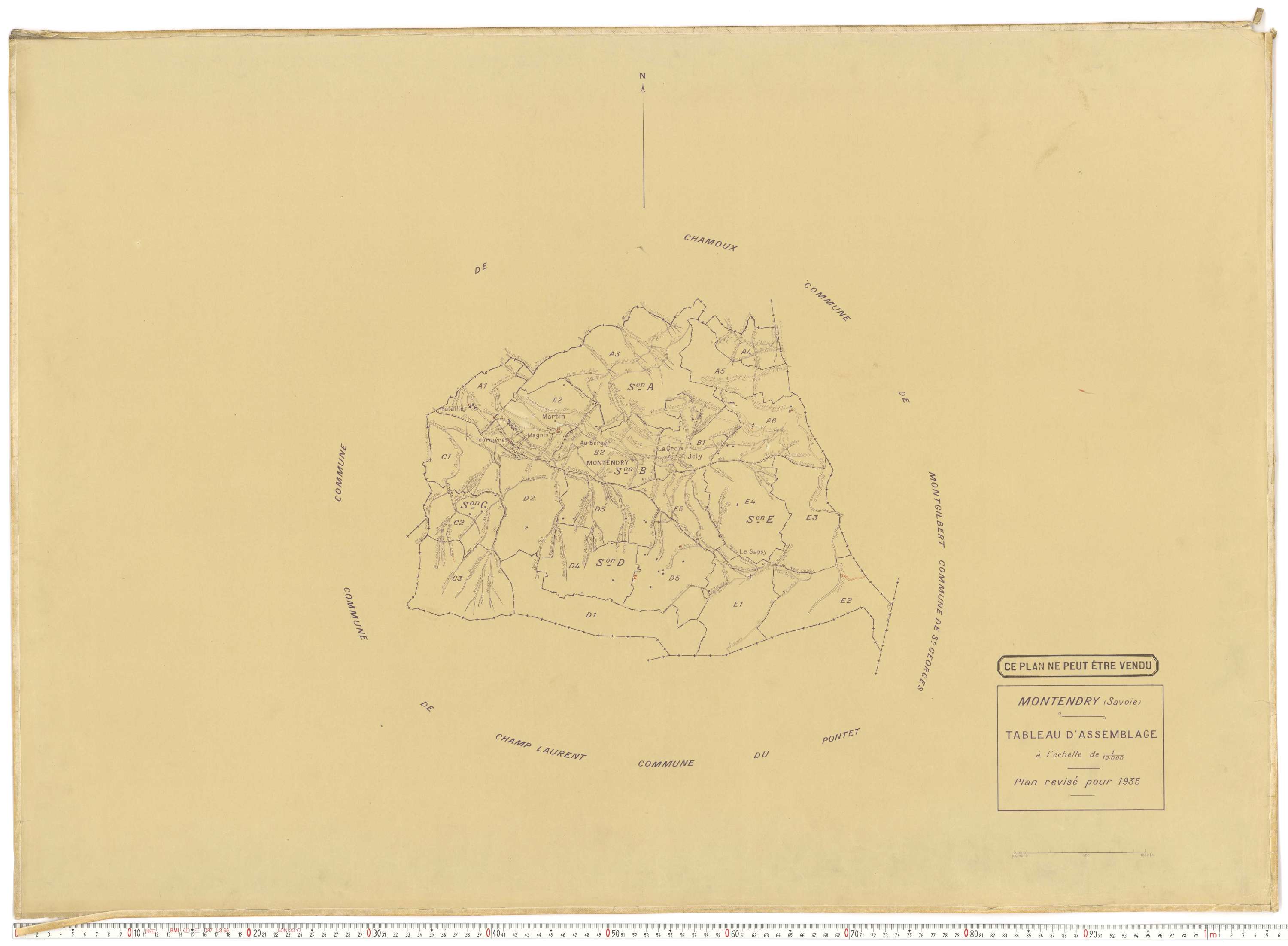 Montendry - Plans cadastraux du cadastre rénové en 1935 et mis à jour en 1988.