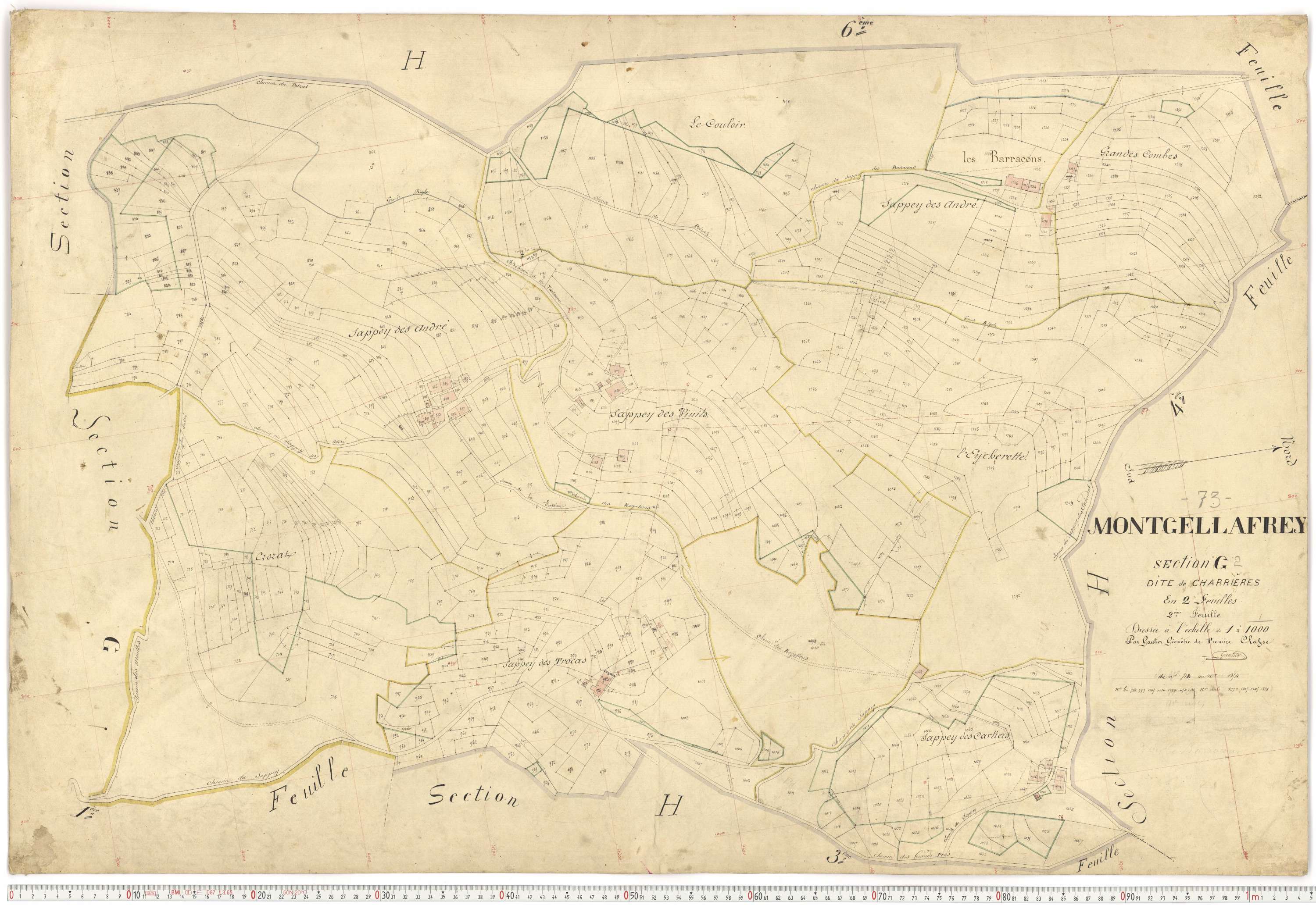 Montgellafrey - Plans cadastraux du premier cadastre français.