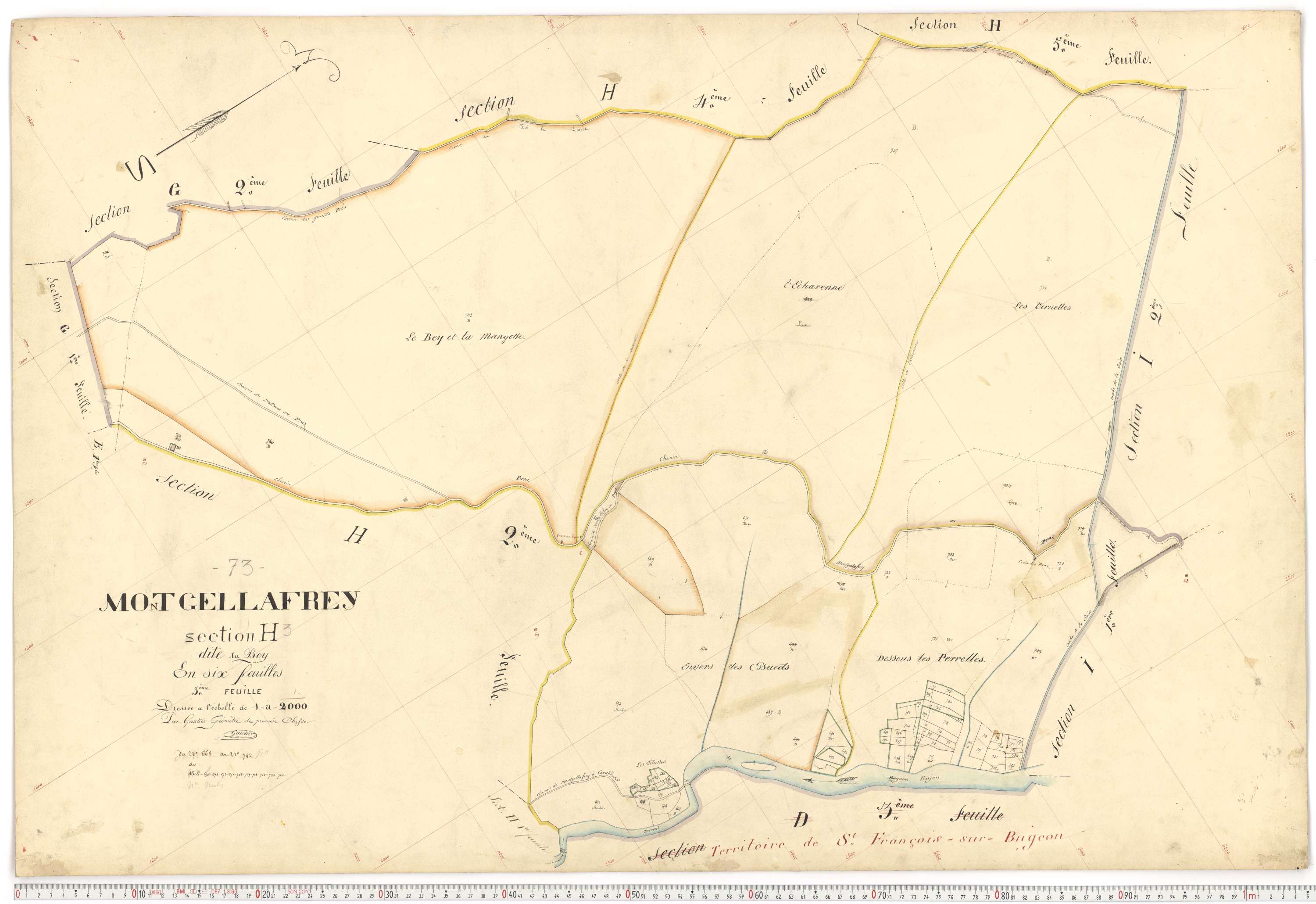 Montgellafrey - Plans cadastraux du premier cadastre français.