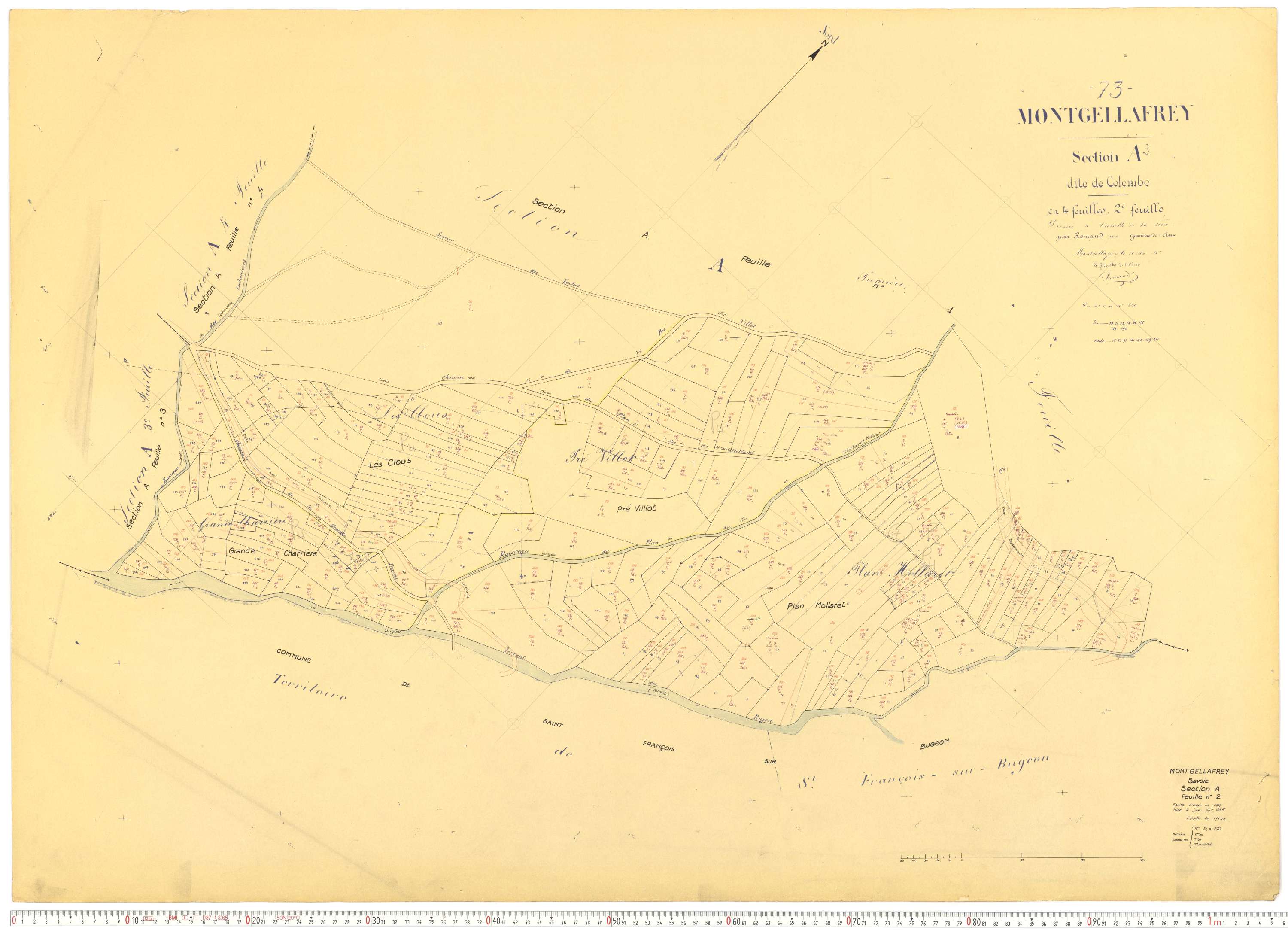 Montgellafrey - Plans cadastraux du cadastre rénové.