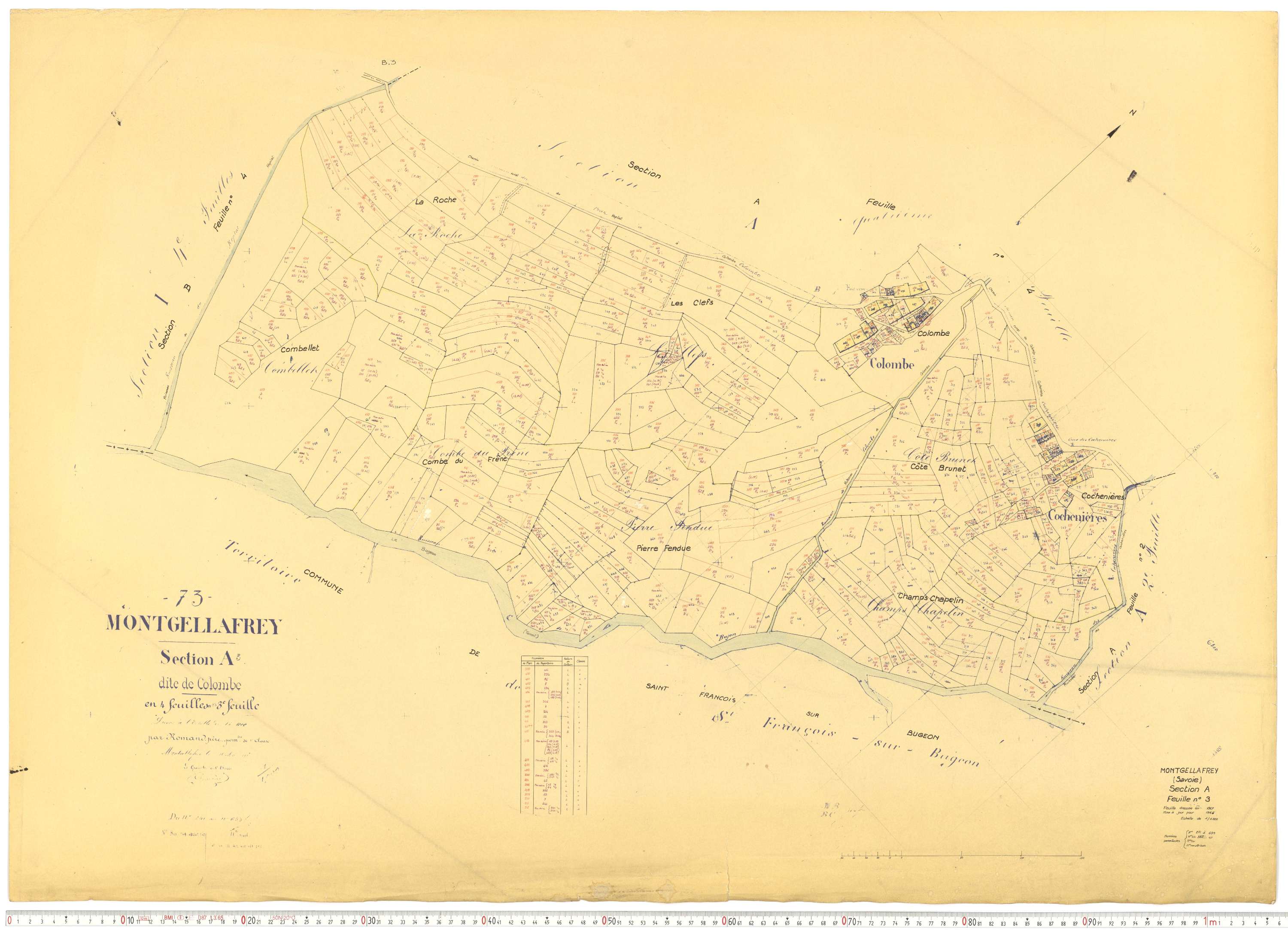 Montgellafrey - Plans cadastraux du cadastre rénové.