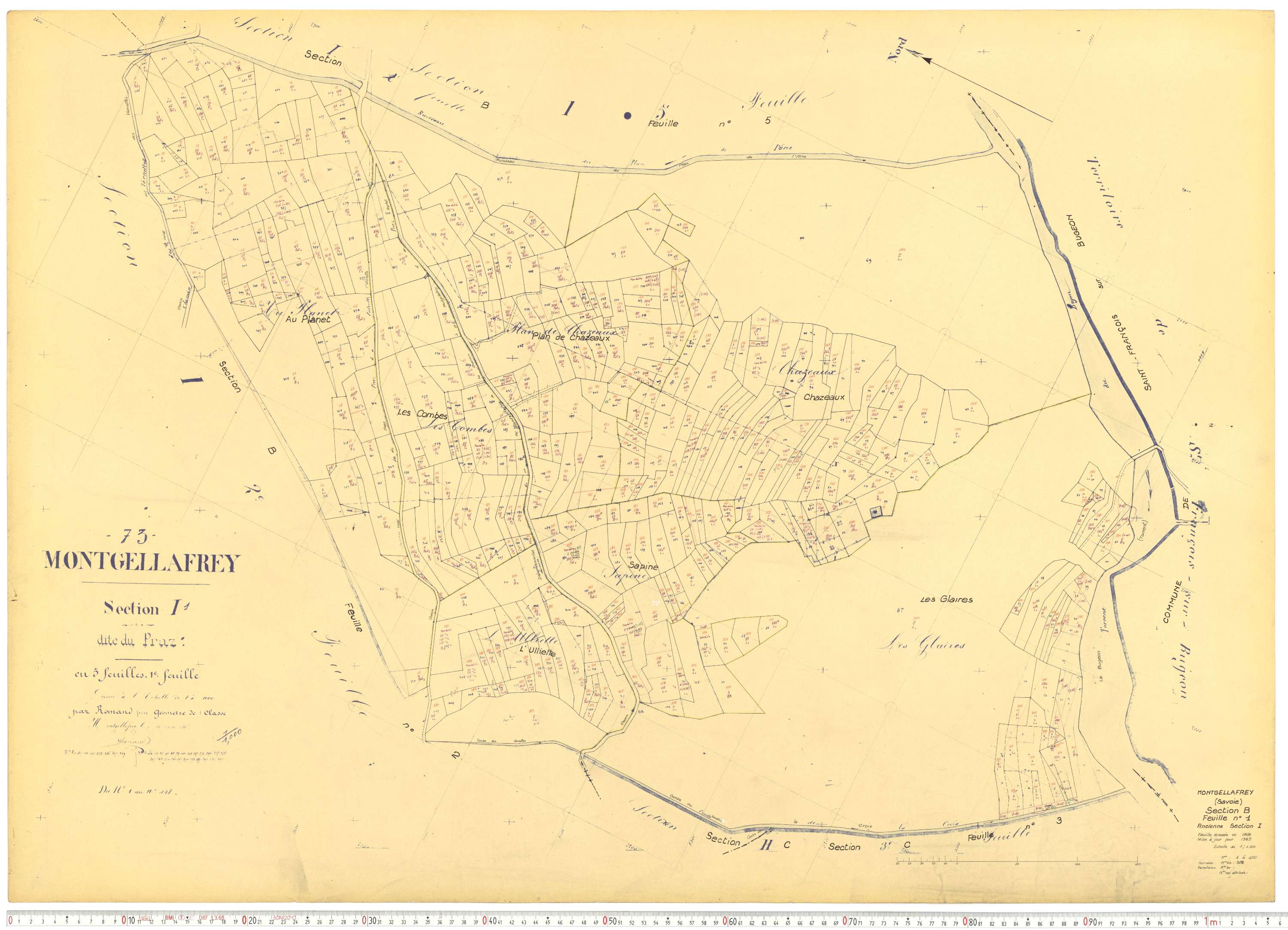 Montgellafrey - Plans cadastraux du cadastre rénové.