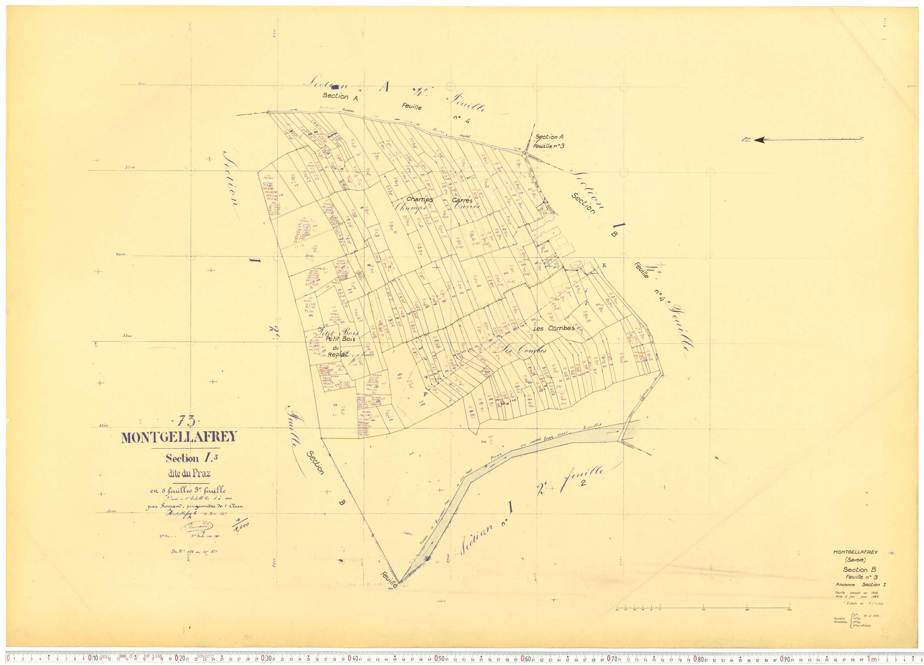 Montgellafrey - Plans cadastraux du cadastre rénové.