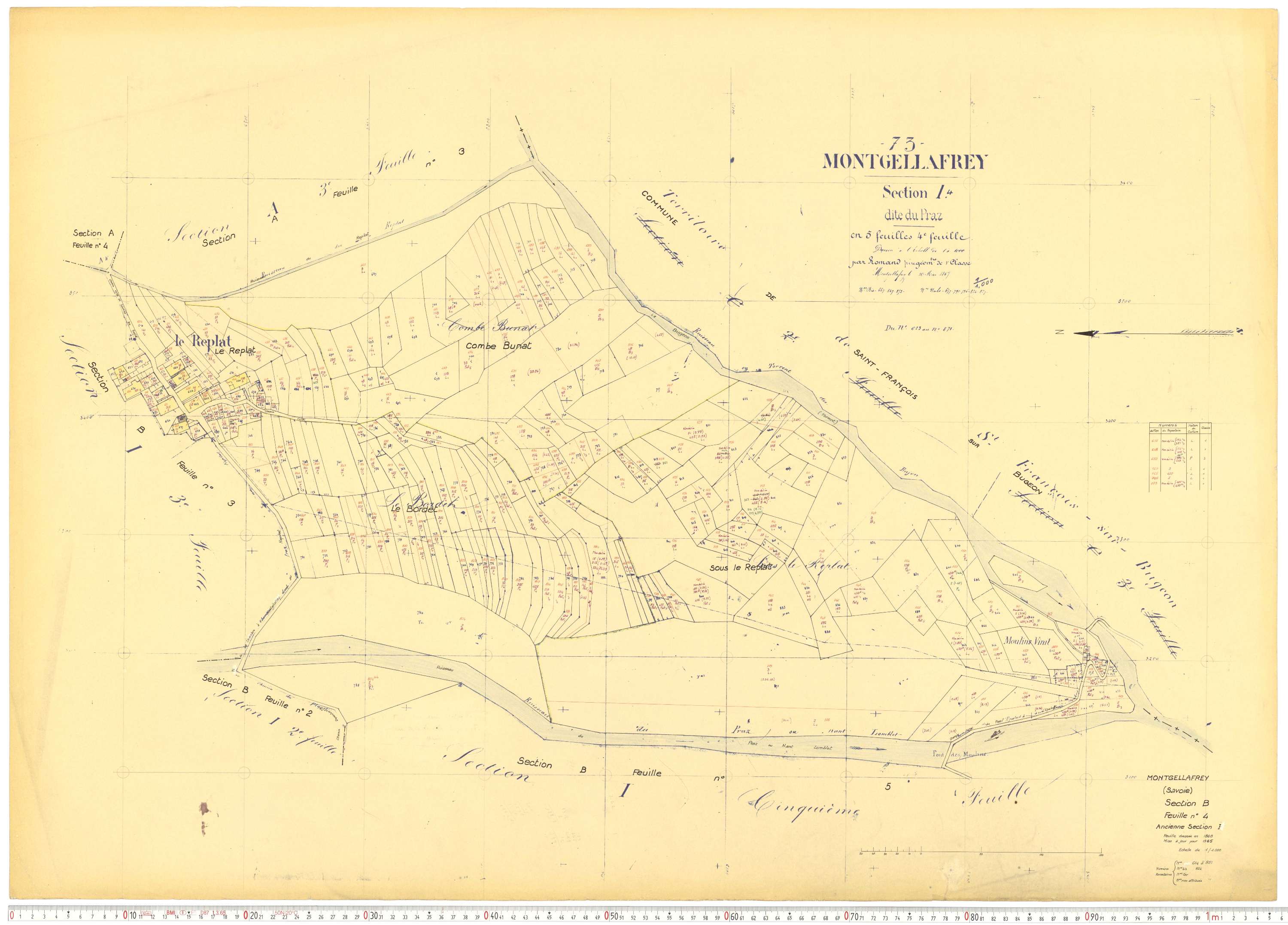 Montgellafrey - Plans cadastraux du cadastre rénové.