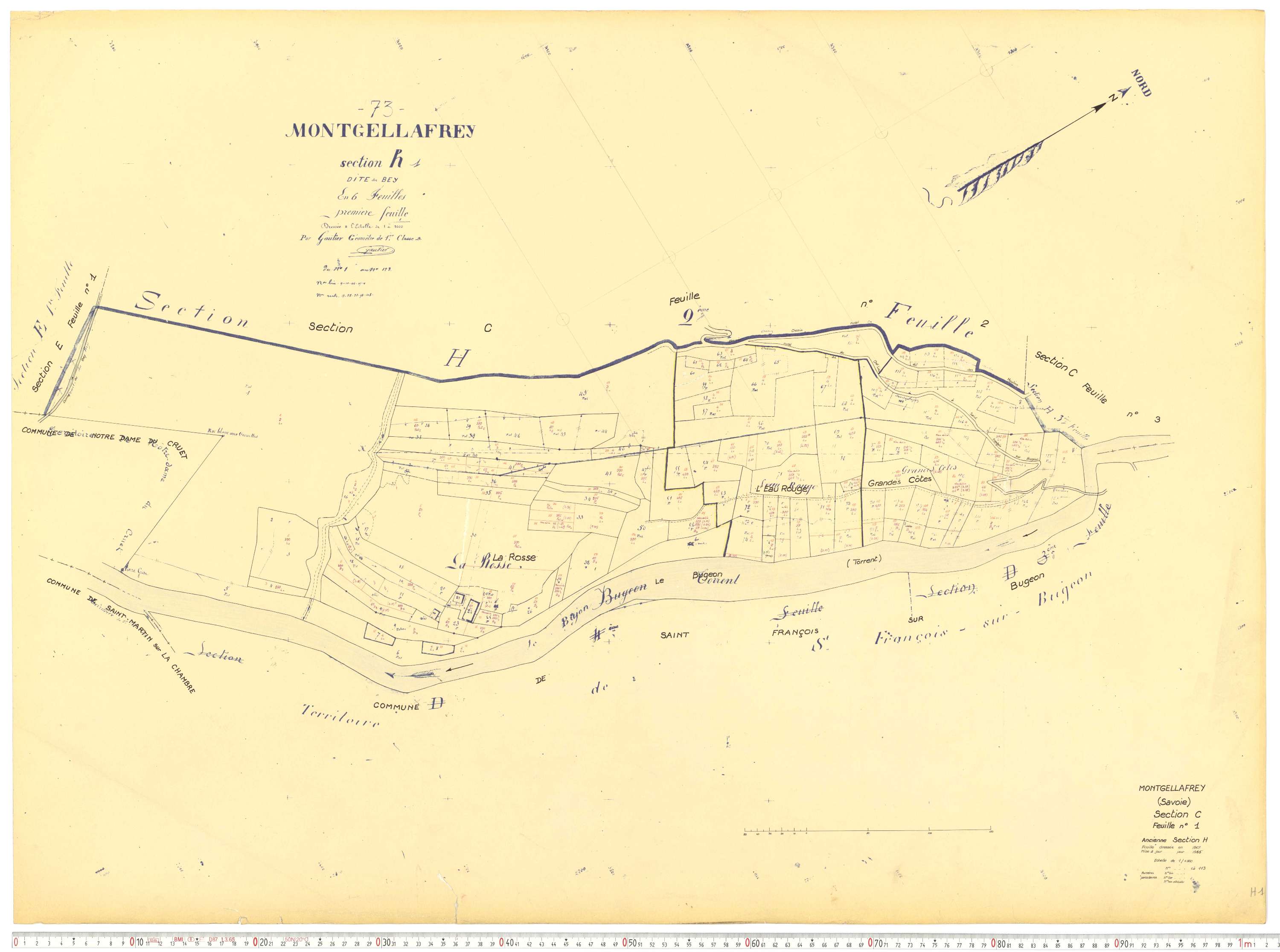 Montgellafrey - Plans cadastraux du cadastre rénové.