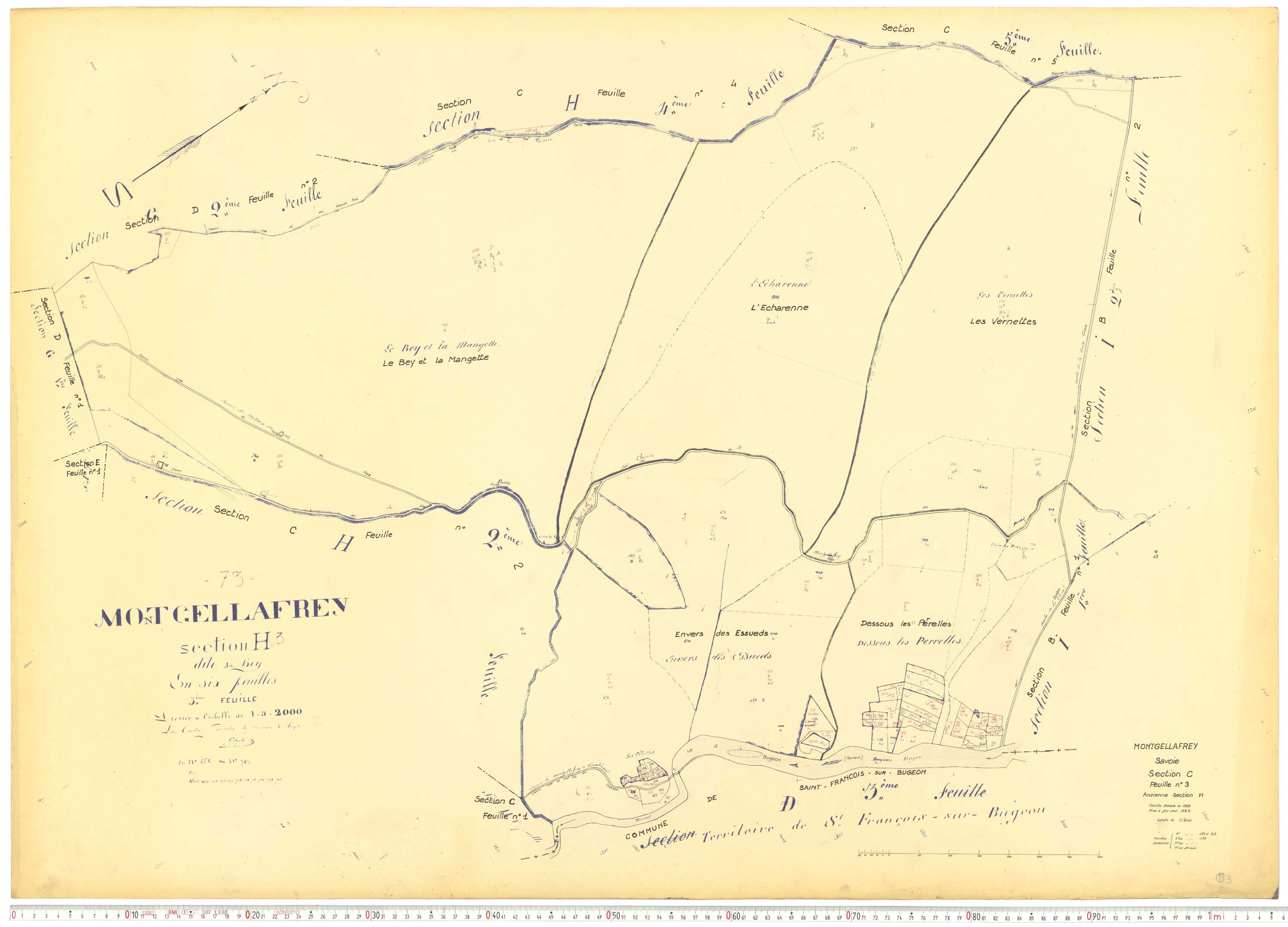 Montgellafrey - Plans cadastraux du cadastre rénové.
