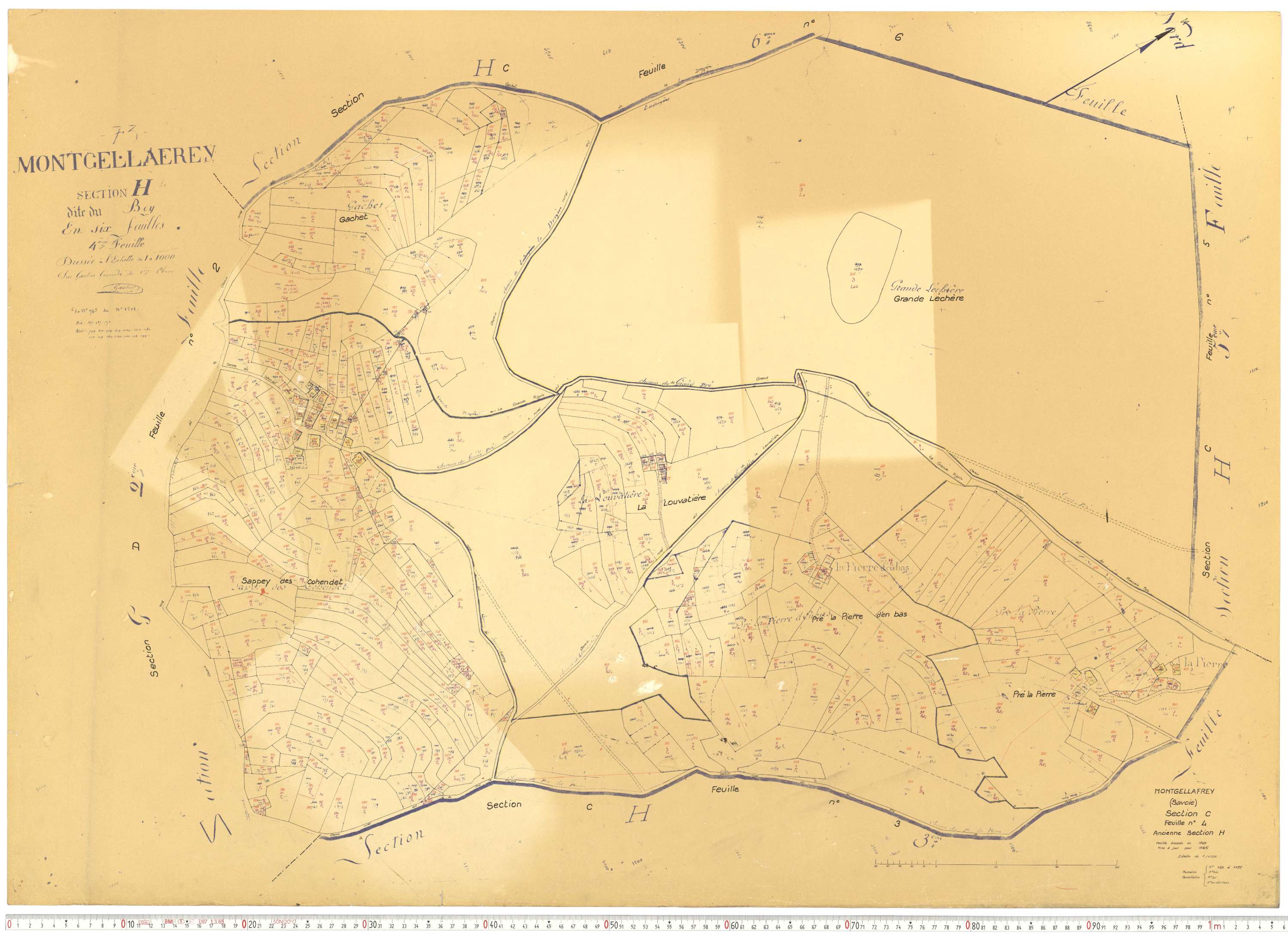 Montgellafrey - Plans cadastraux du cadastre rénové.