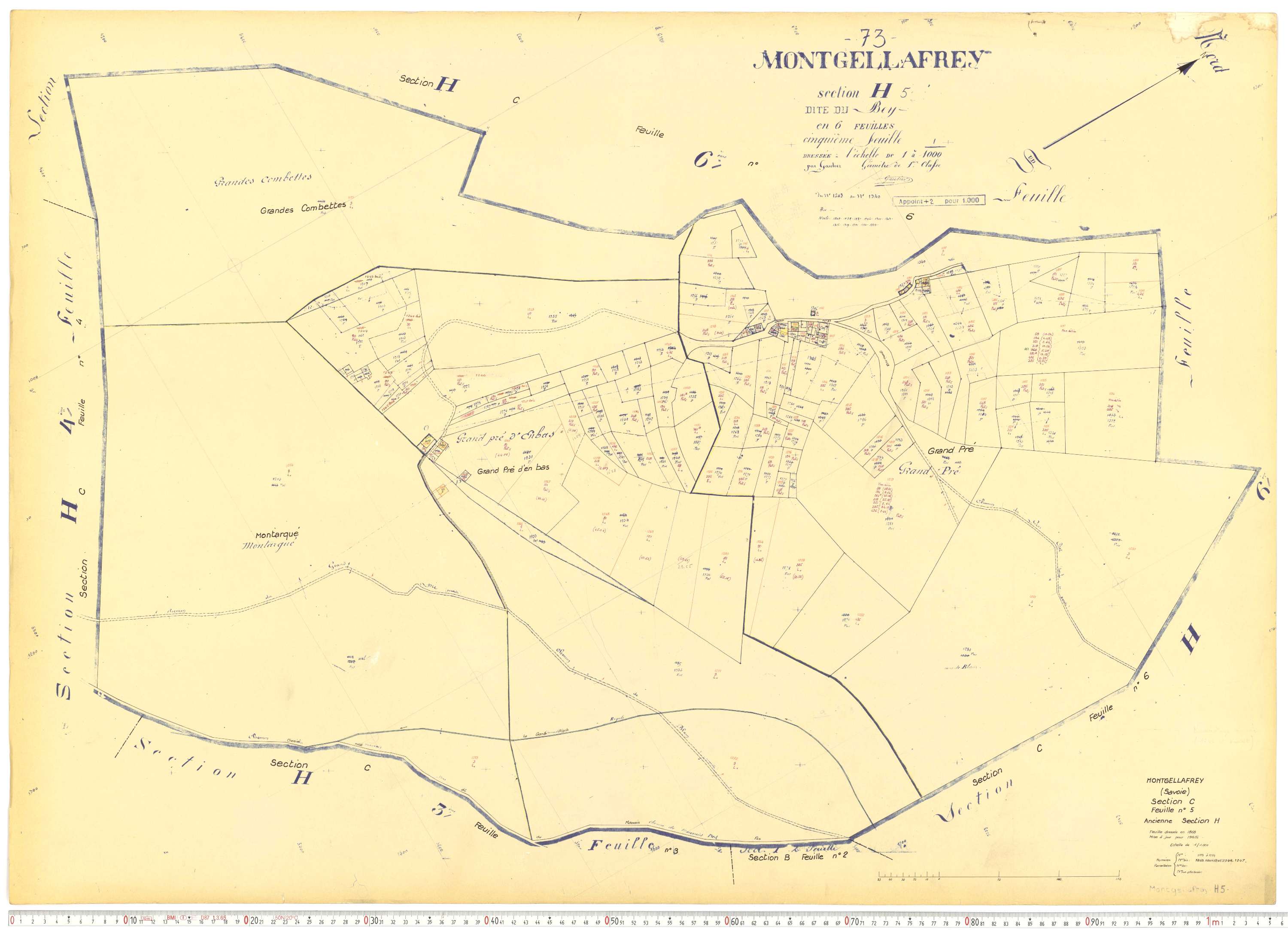 Montgellafrey - Plans cadastraux du cadastre rénové.