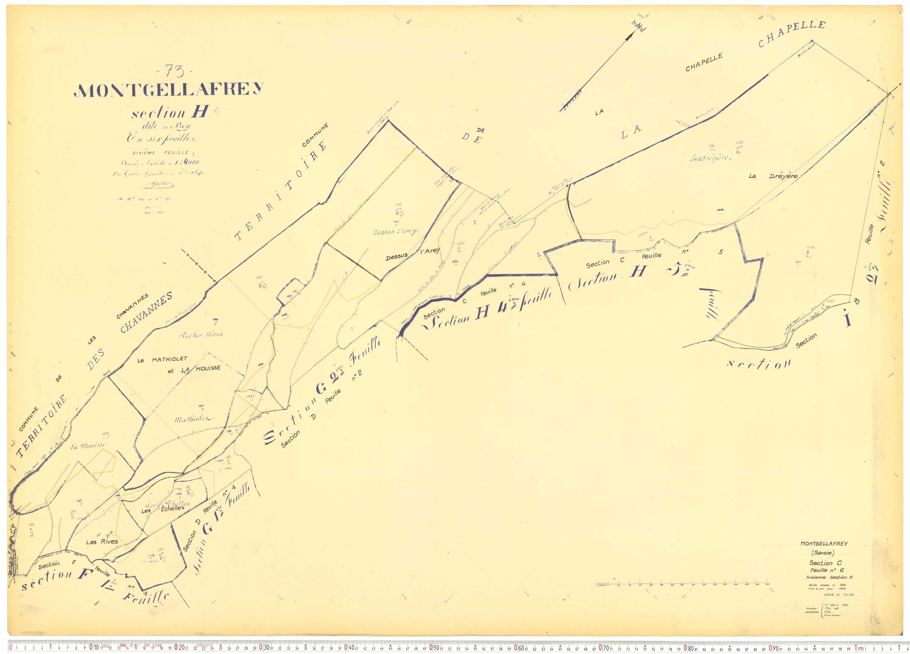 Montgellafrey - Plans cadastraux du cadastre rénové.