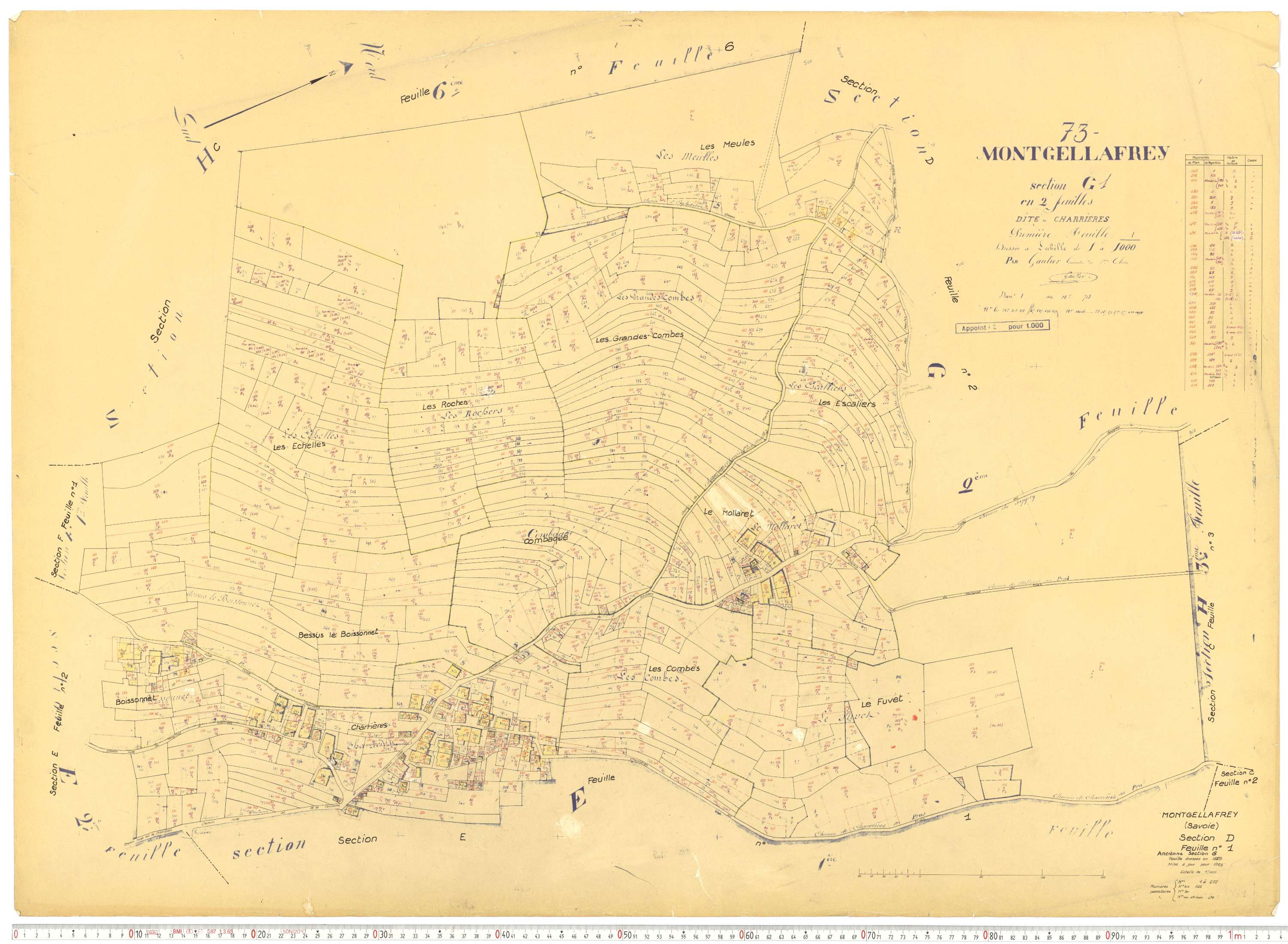 Montgellafrey - Plans cadastraux du cadastre rénové.