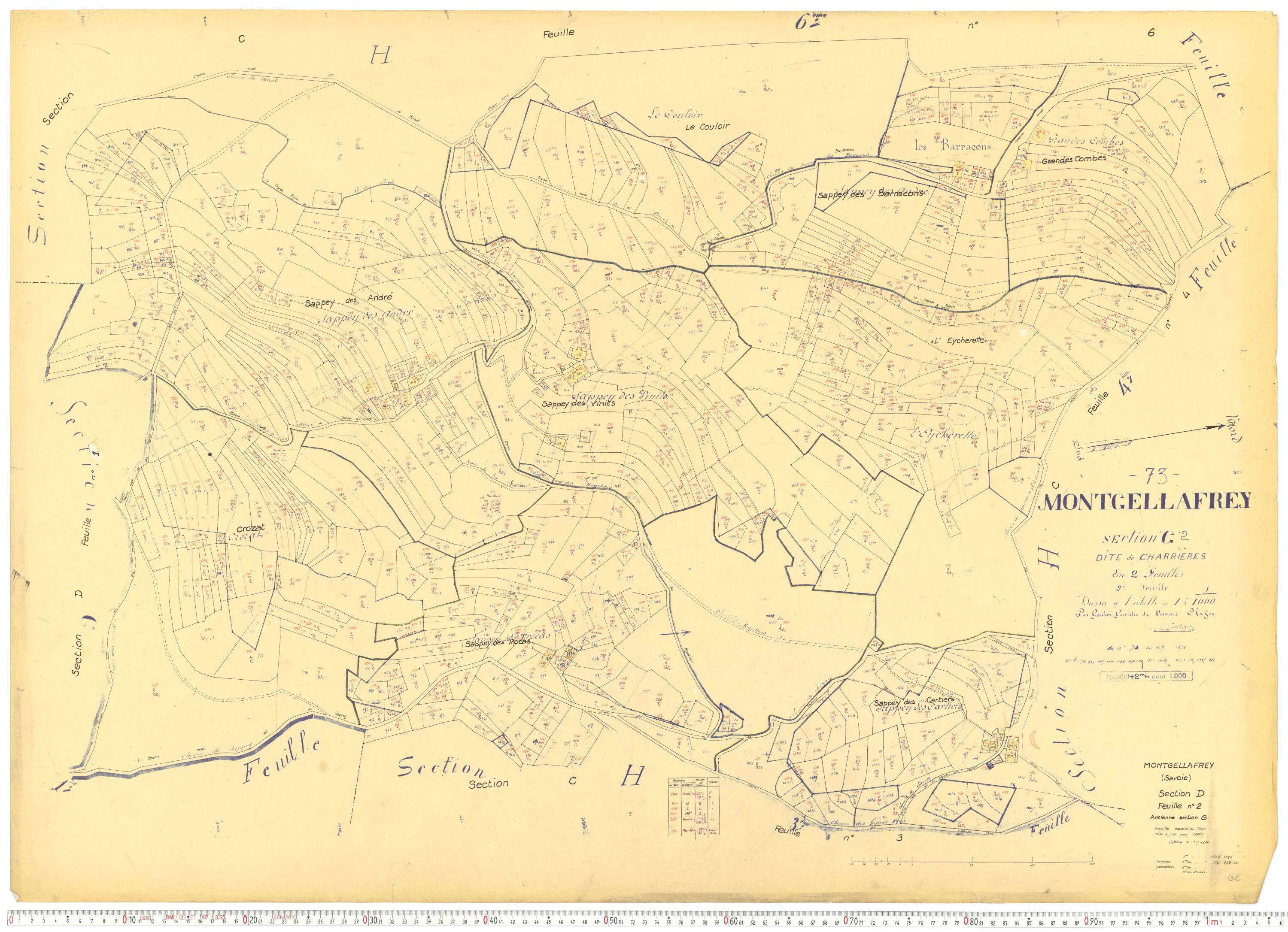 Montgellafrey - Plans cadastraux du cadastre rénové.