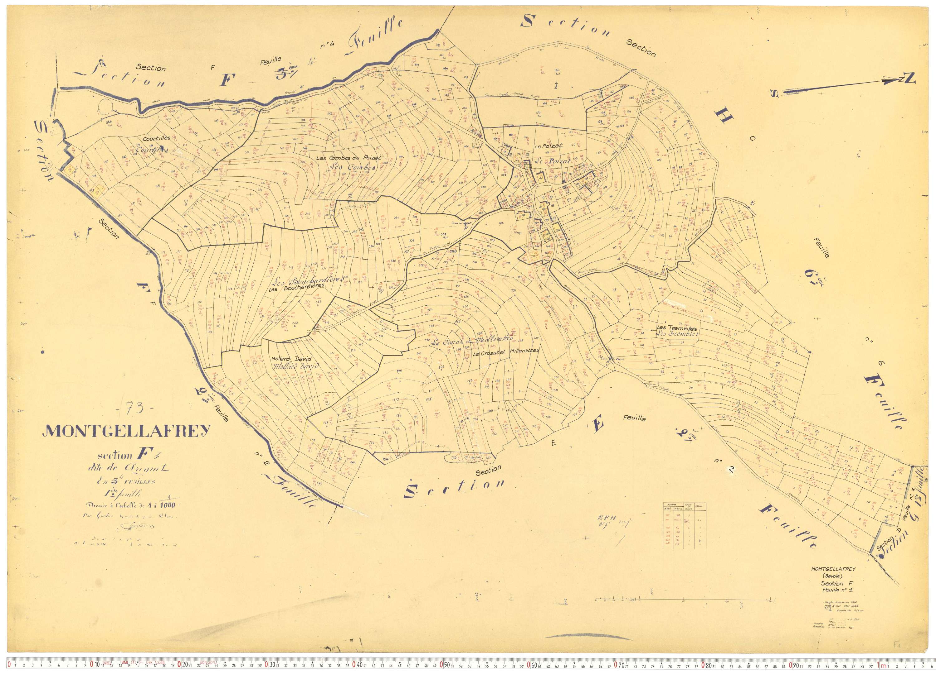 Montgellafrey - Plans cadastraux du cadastre rénové.