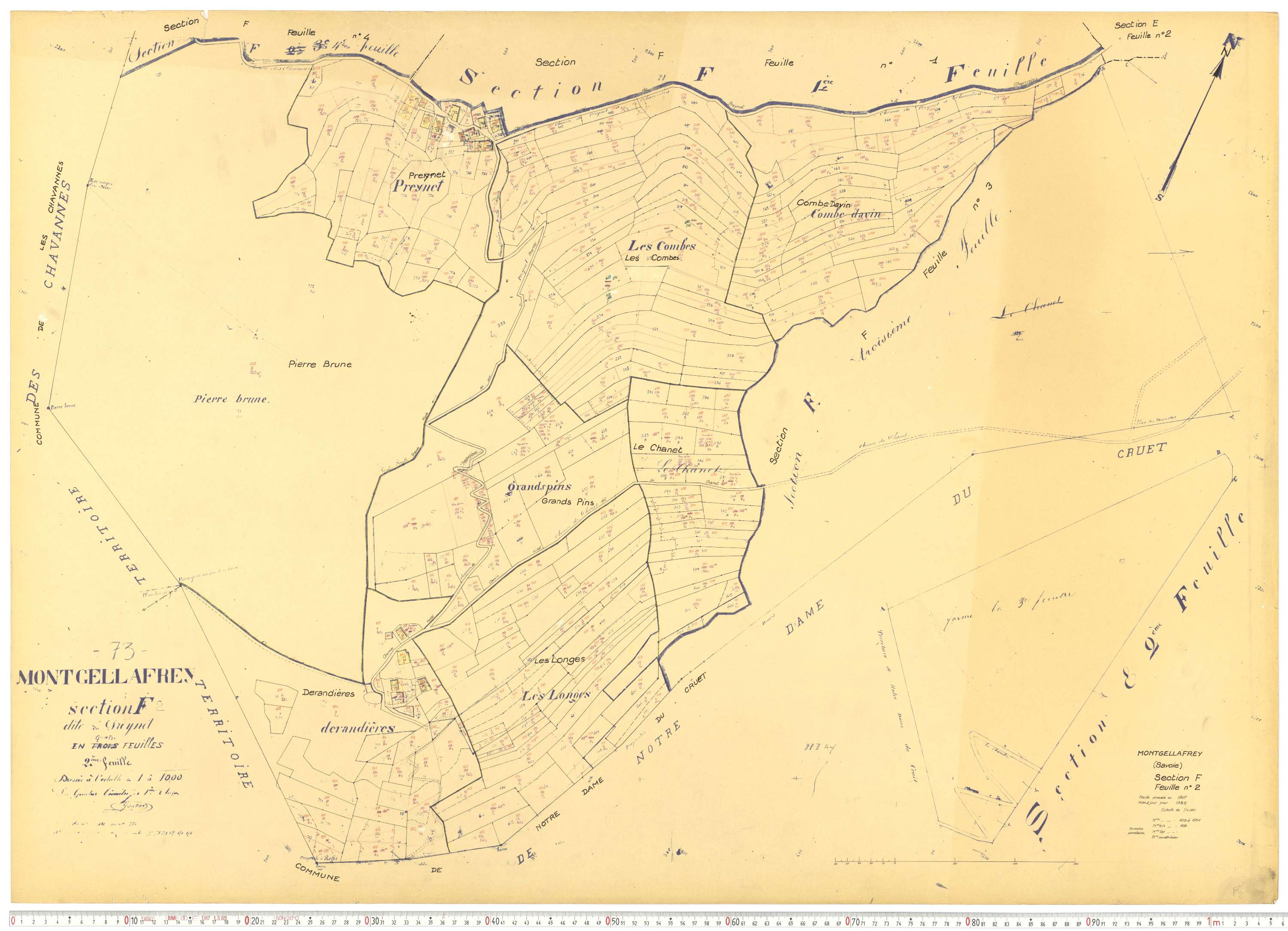 Montgellafrey - Plans cadastraux du cadastre rénové.