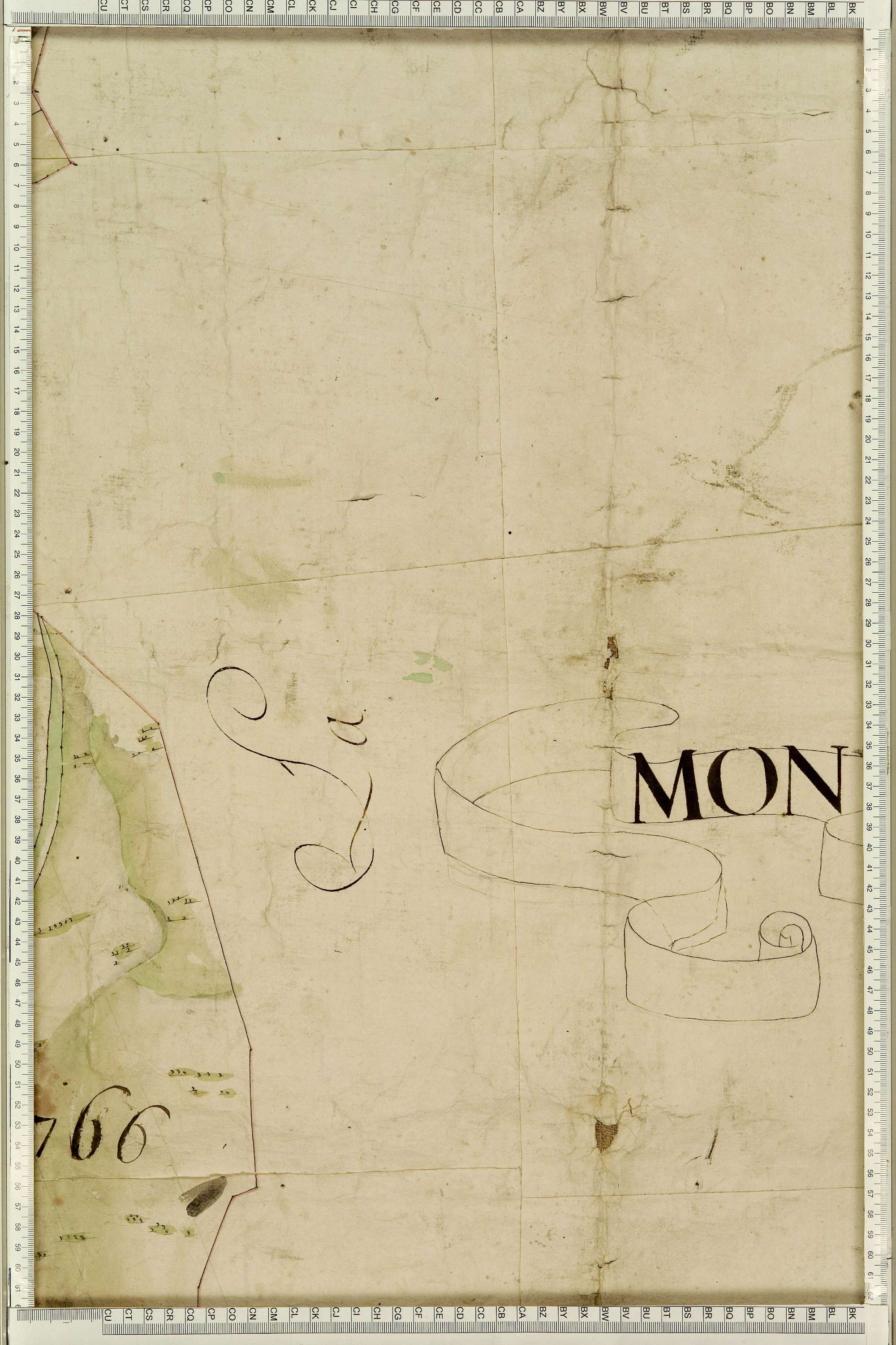 Montgellafrey - Copie de la mappe originale (plan cadastral) de la commune de Montgelafrey, dans lequel sont figurées et numérotées les 6451 parcelles qui composent le territoire de la commune. - Signé Cocelli, directeur de la péréquation générale. (La ma