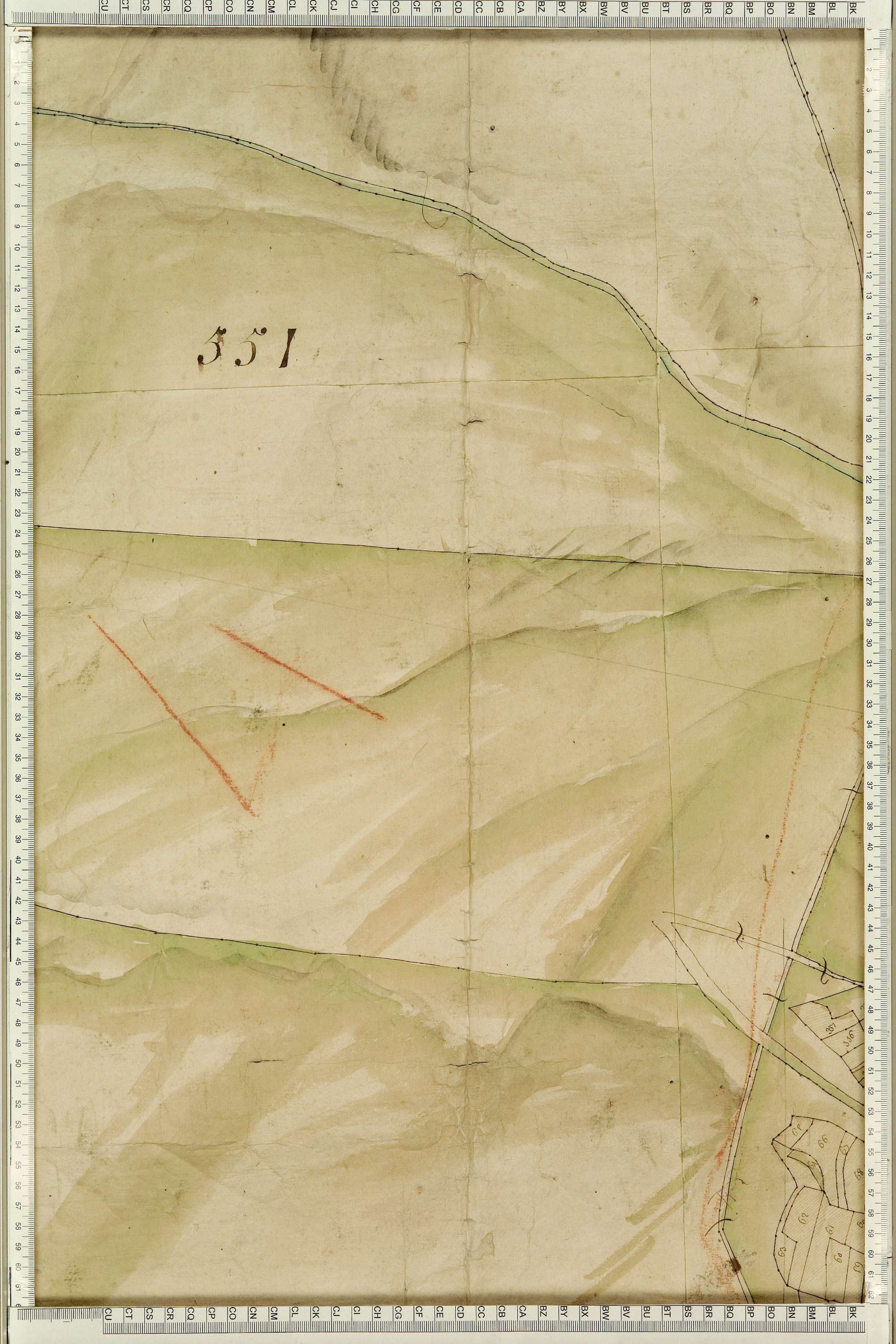 Montgellafrey - Copie de la mappe originale (plan cadastral) de la commune de Montgelafrey, dans lequel sont figurées et numérotées les 6451 parcelles qui composent le territoire de la commune. - Signé Cocelli, directeur de la péréquation générale. (La ma