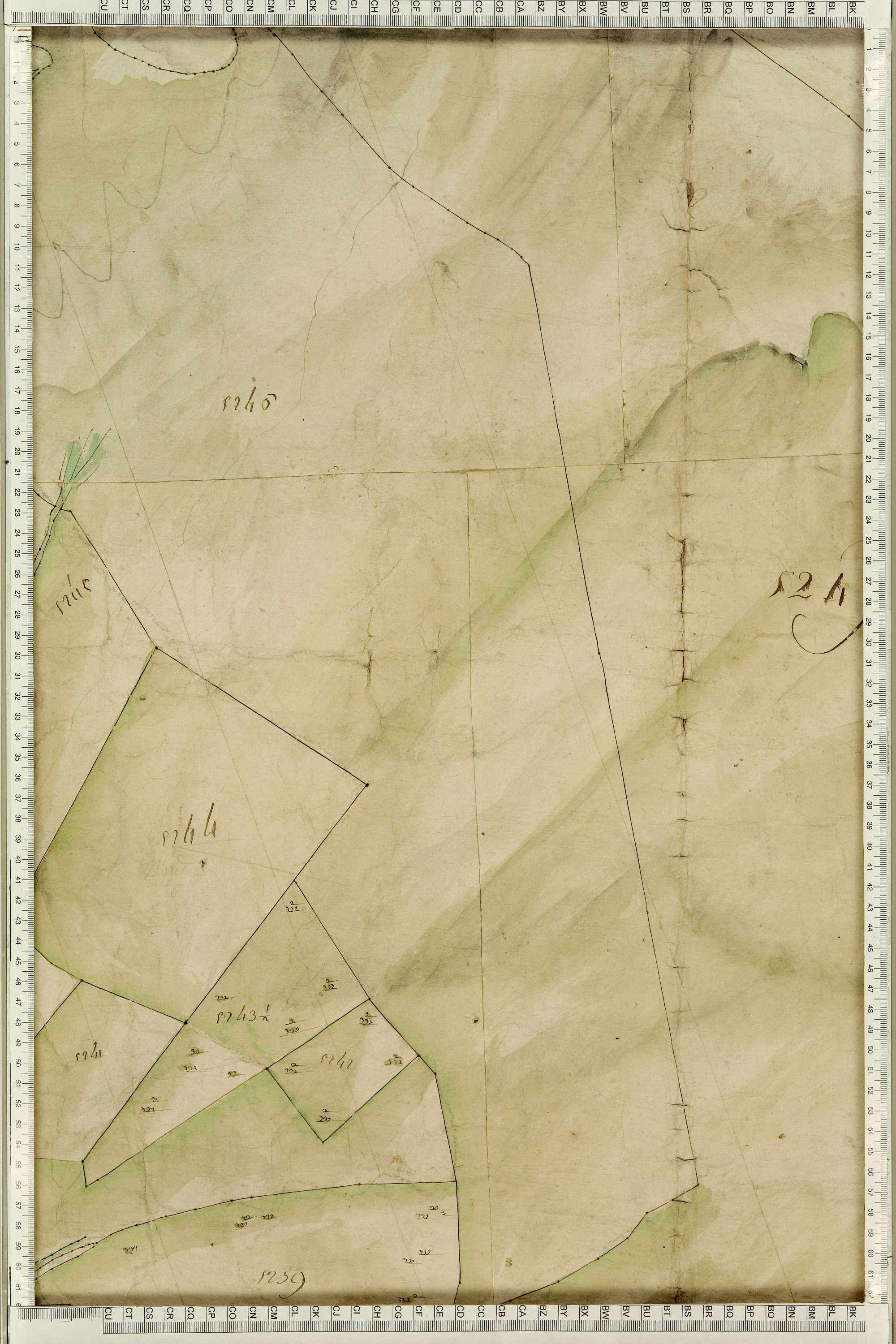 Montgellafrey - Copie de la mappe originale (plan cadastral) de la commune de Montgelafrey, dans lequel sont figurées et numérotées les 6451 parcelles qui composent le territoire de la commune. - Signé Cocelli, directeur de la péréquation générale. (La ma