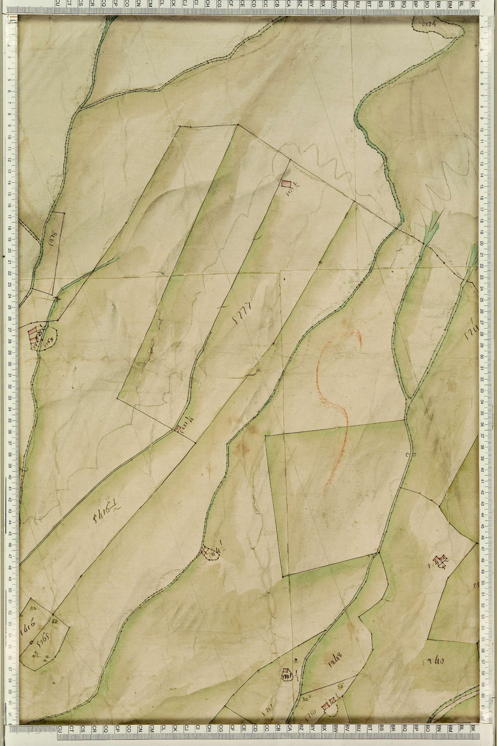 Montgellafrey - Copie de la mappe originale (plan cadastral) de la commune de Montgelafrey, dans lequel sont figurées et numérotées les 6451 parcelles qui composent le territoire de la commune. - Signé Cocelli, directeur de la péréquation générale. (La ma