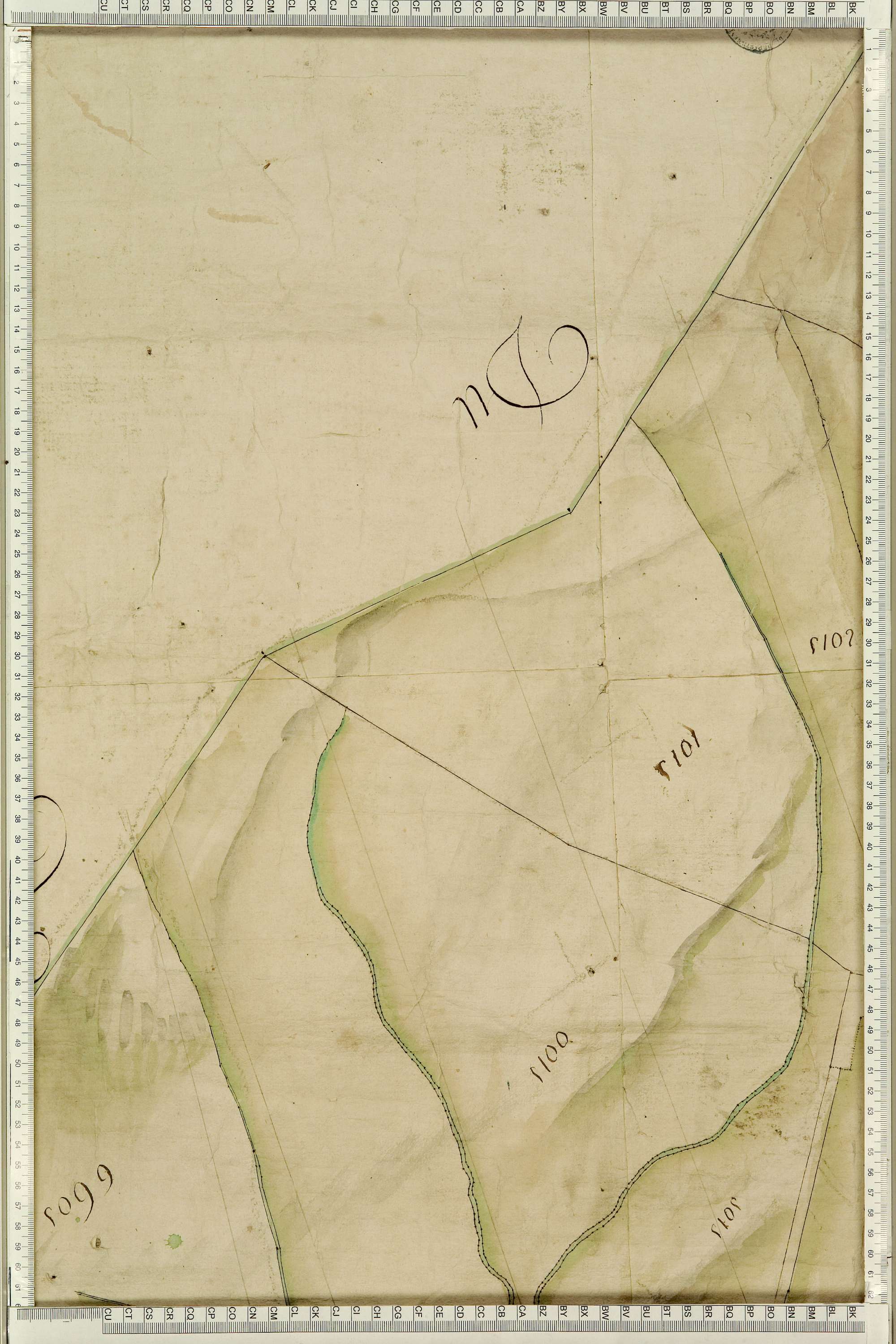 Montgellafrey - Copie de la mappe originale (plan cadastral) de la commune de Montgelafrey, dans lequel sont figurées et numérotées les 6451 parcelles qui composent le territoire de la commune. - Signé Cocelli, directeur de la péréquation générale. (La ma
