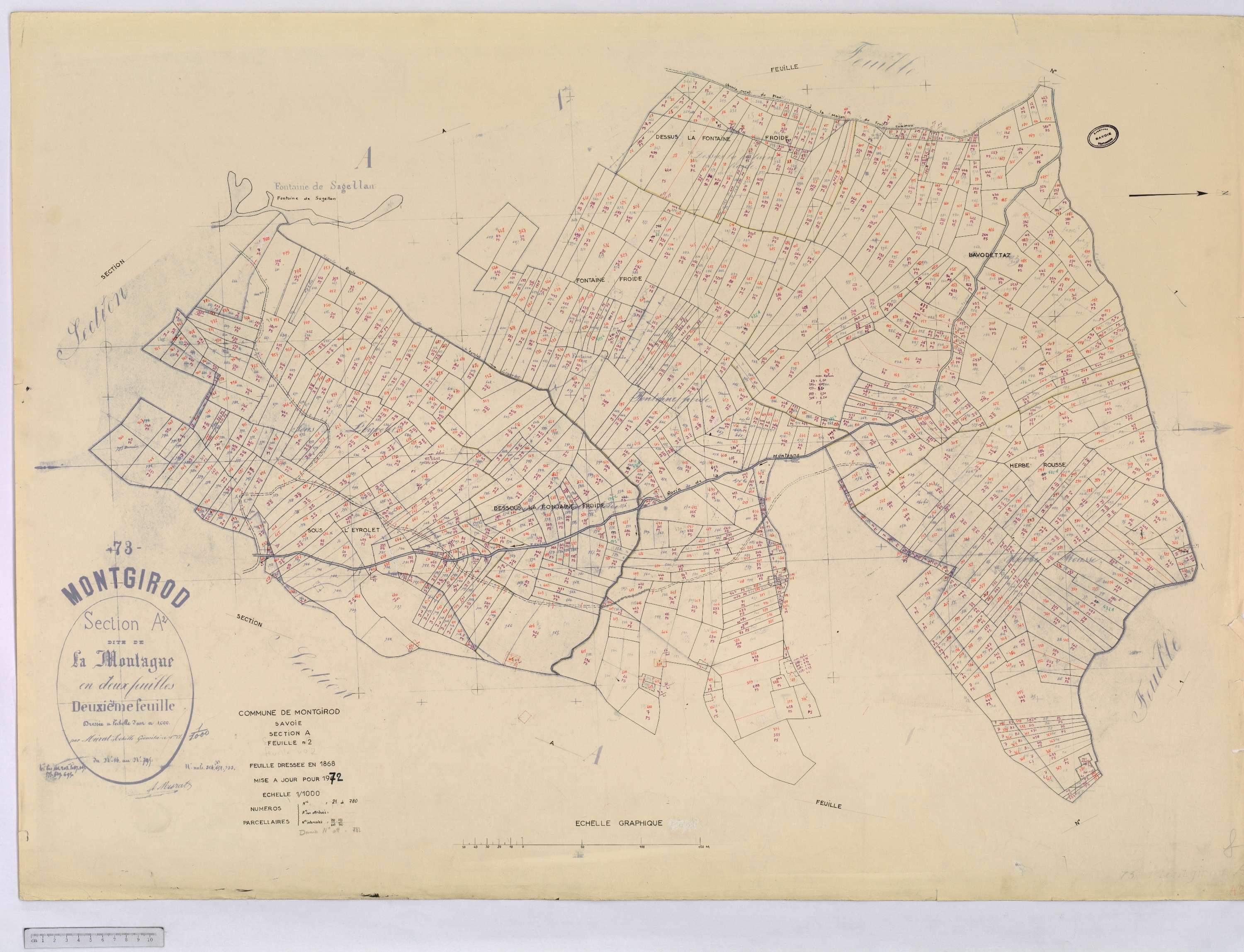 Montgirod - Cadastre rénové (1972) et remembré (s.d.).