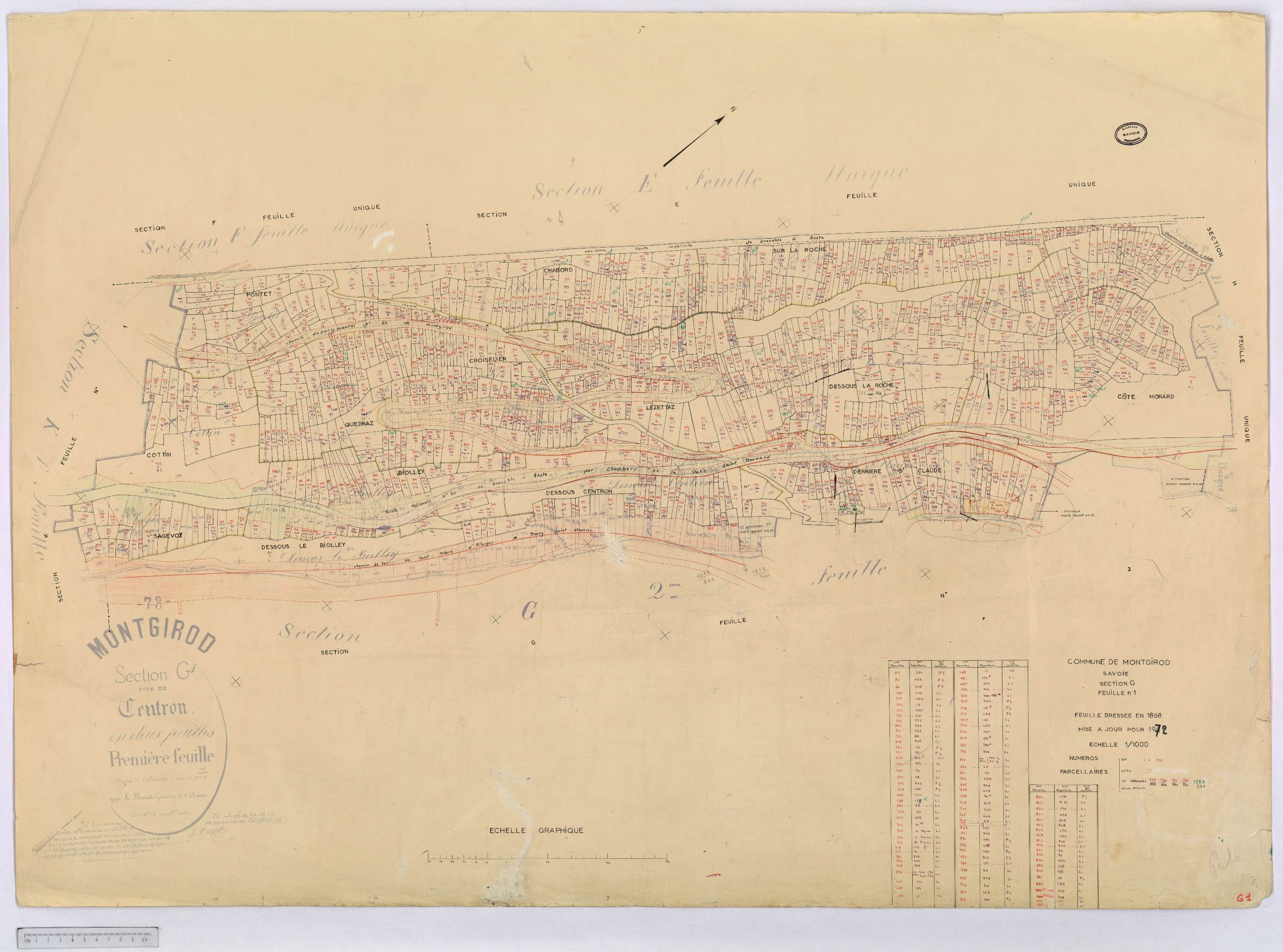 Montgirod - Cadastre rénové (1972) et remembré (s.d.).