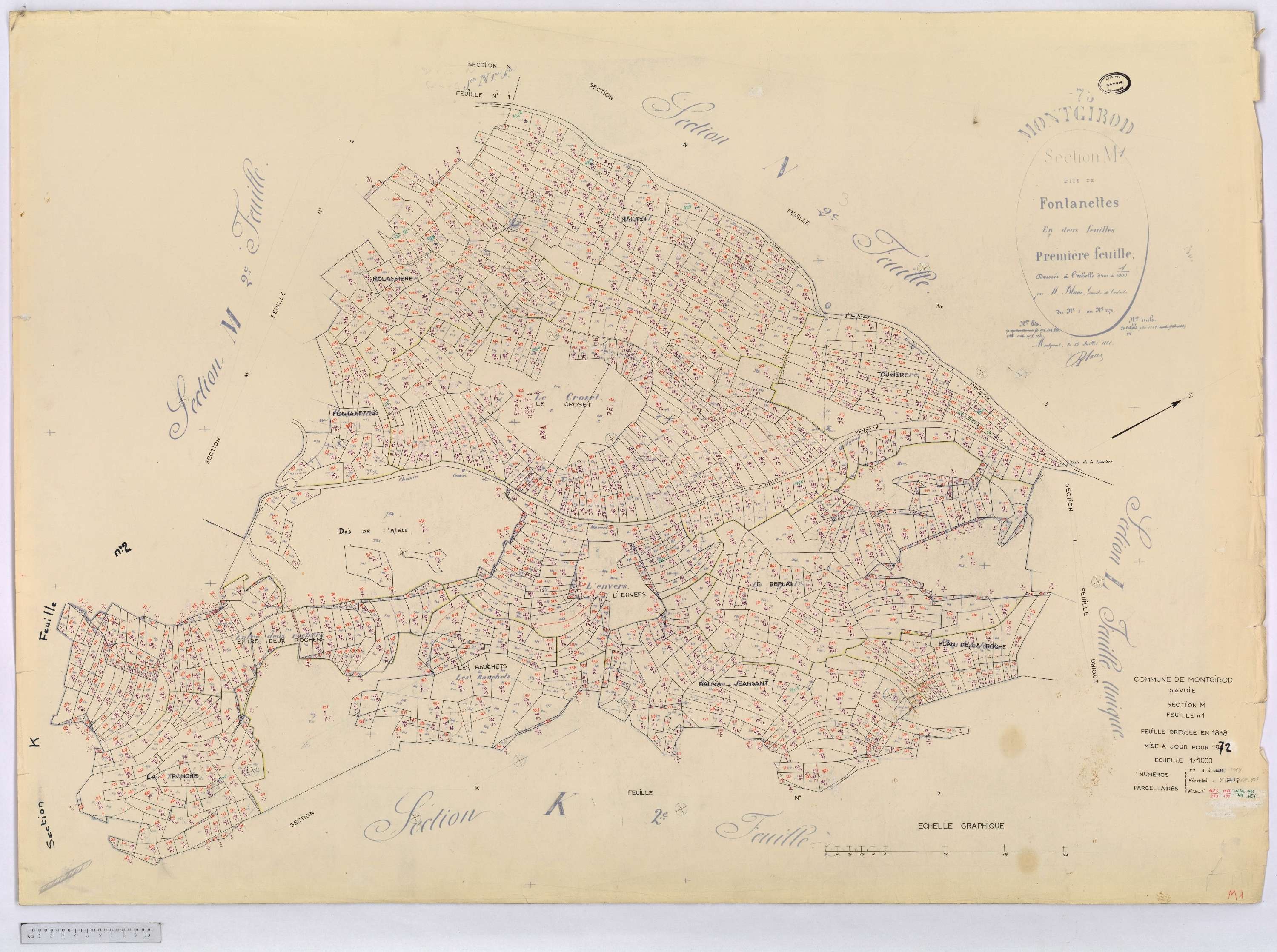 Montgirod - Cadastre rénové (1972) et remembré (s.d.).