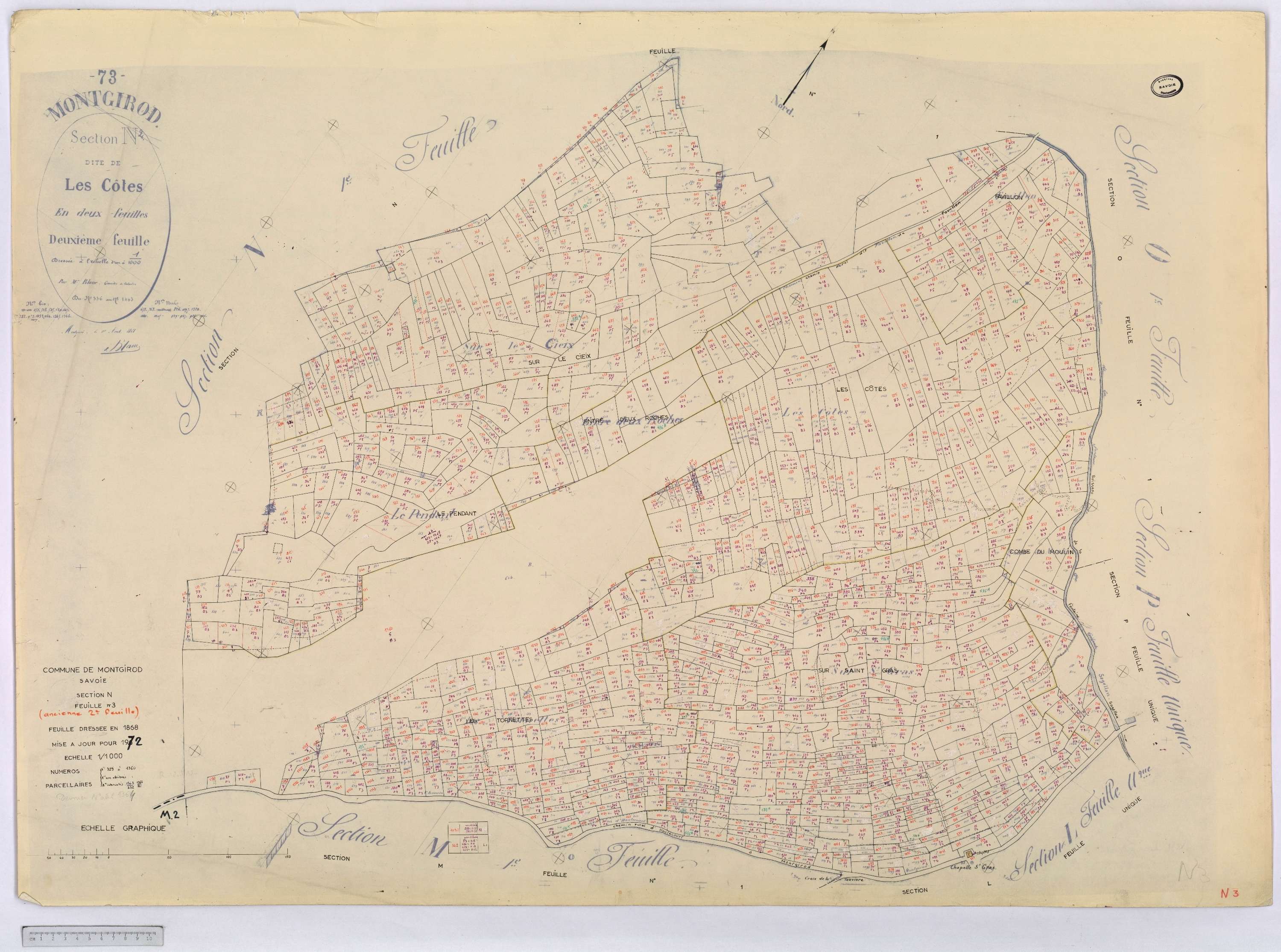 Montgirod - Cadastre rénové (1972) et remembré (s.d.).