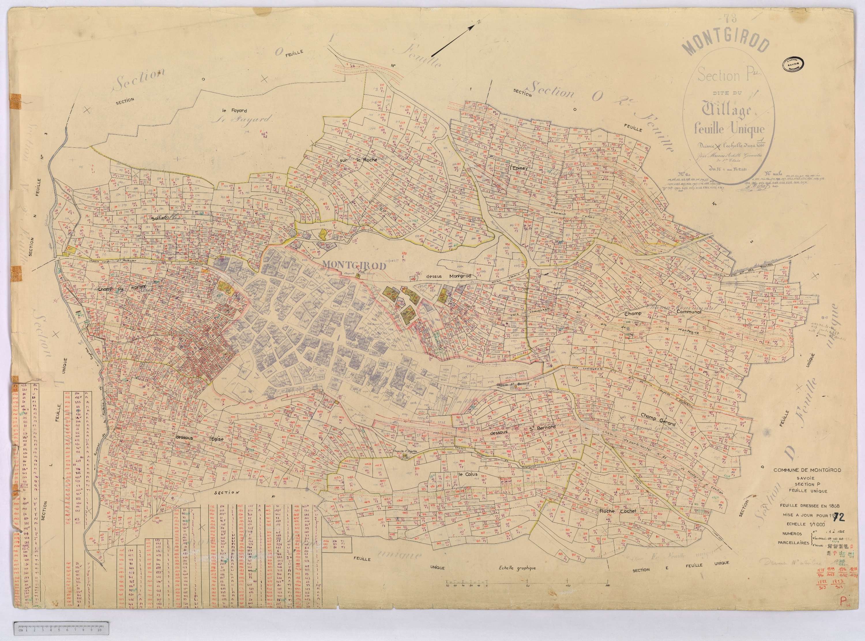 Montgirod - Cadastre rénové (1972) et remembré (s.d.).