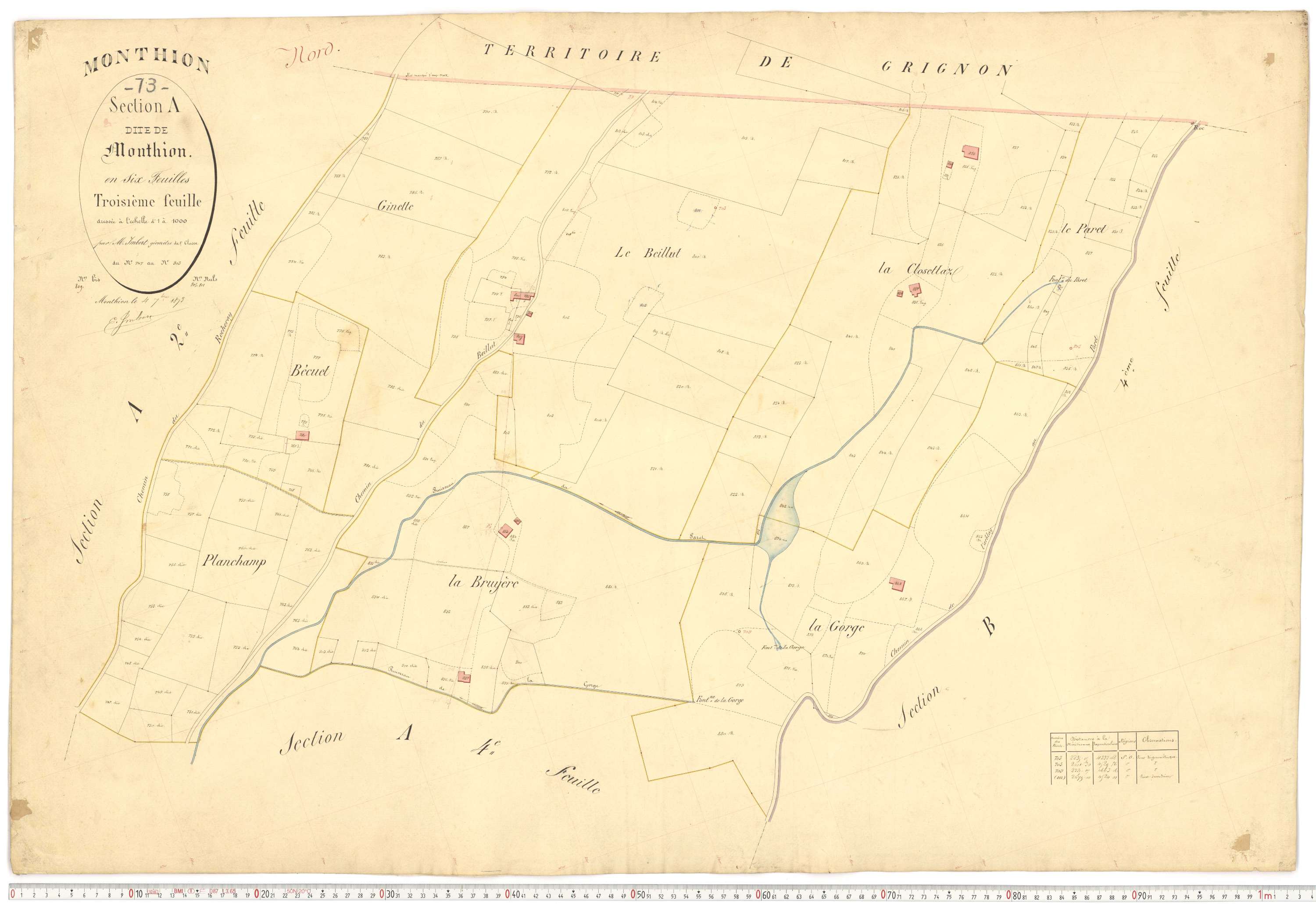 Monthion - Plans cadastraux du premier cadastre français.