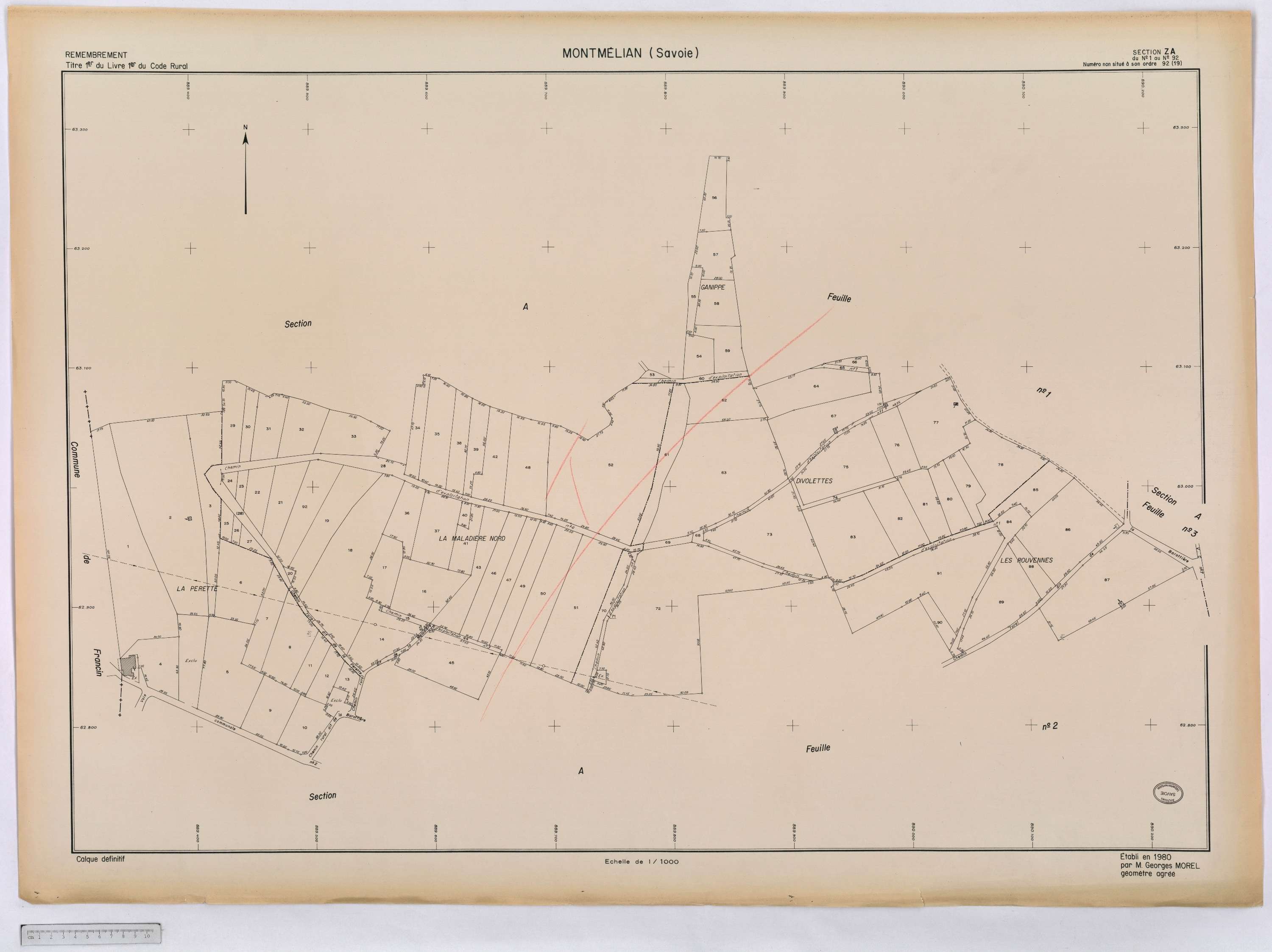 Montmélian - Cadastre remembré (1980).