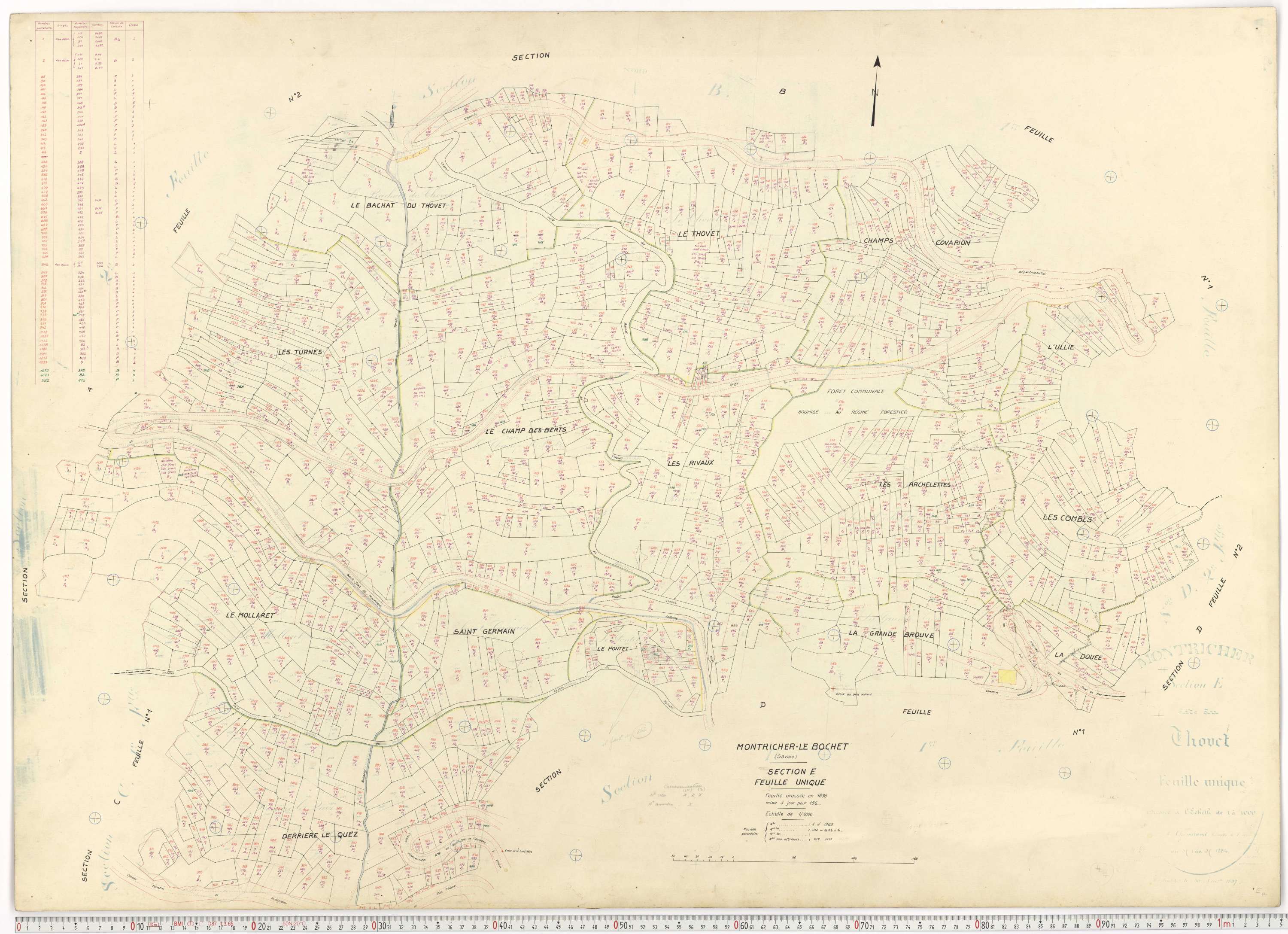 Montricher-Albanne - Plans cadastraux du cadastre rénové.