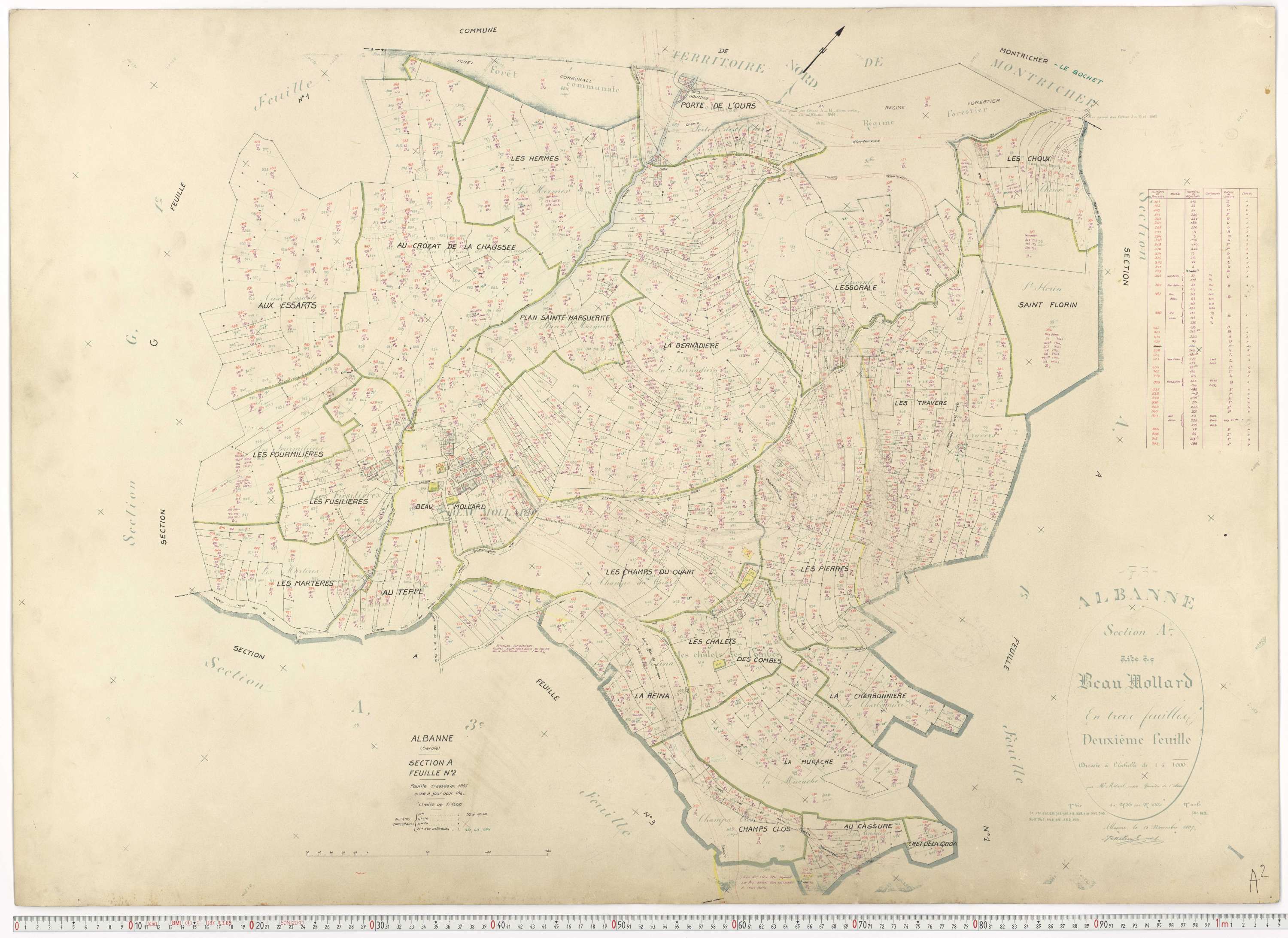 Montricher-Albanne - Plans cadastraux du cadastre rénové.