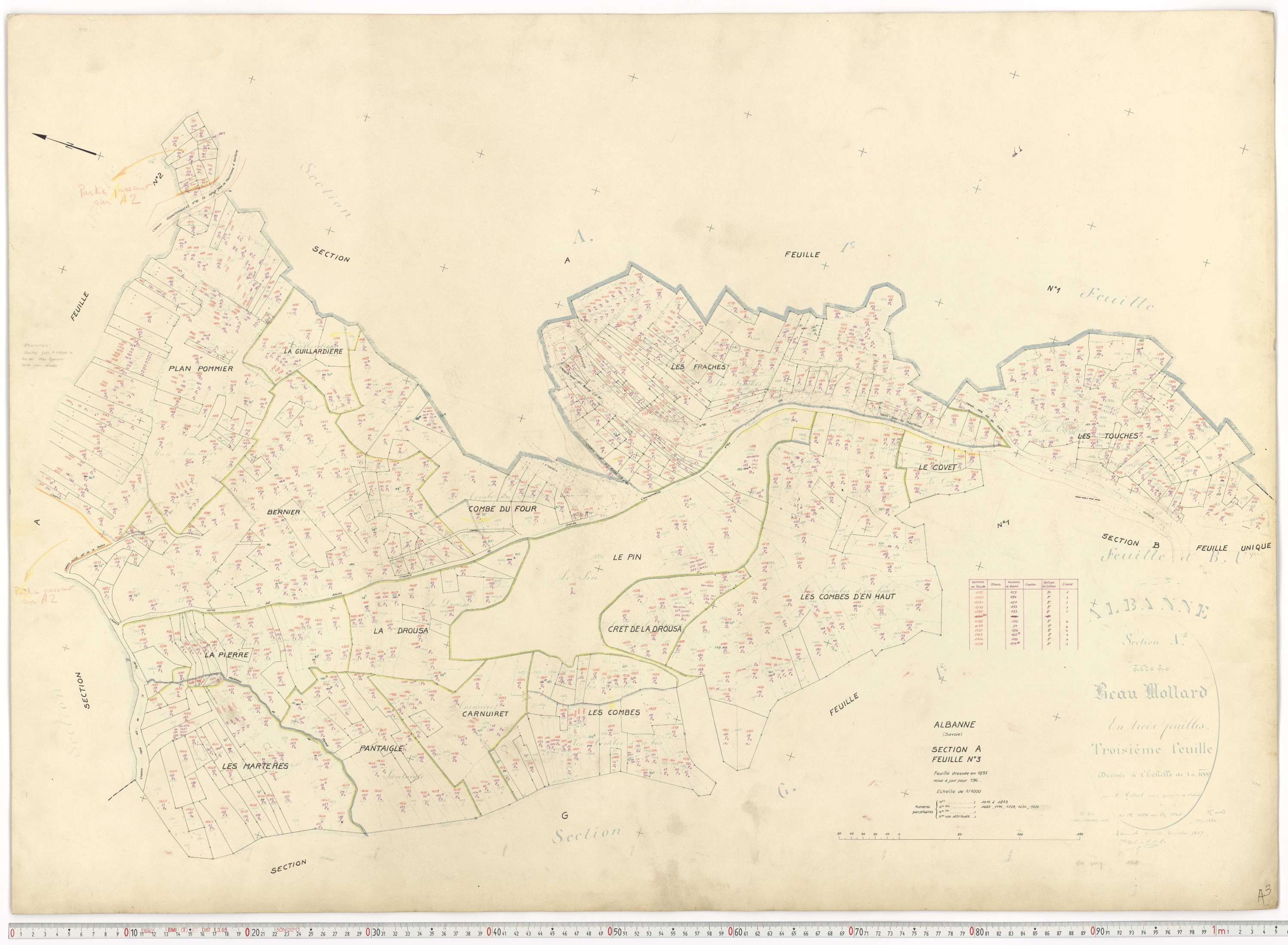 Montricher-Albanne - Plans cadastraux du cadastre rénové.