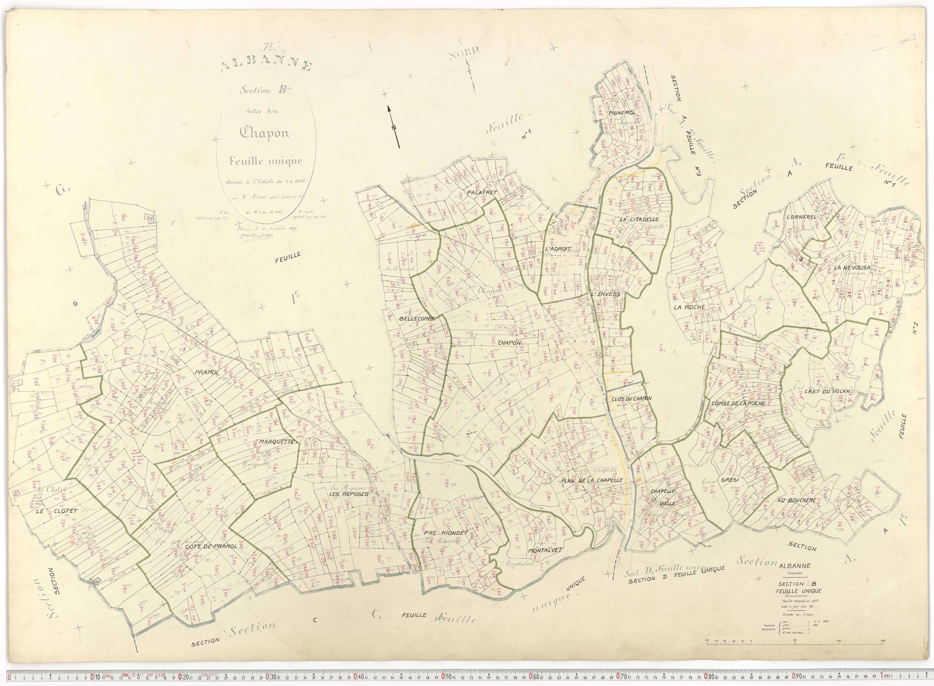 Montricher-Albanne - Plans cadastraux du cadastre rénové.