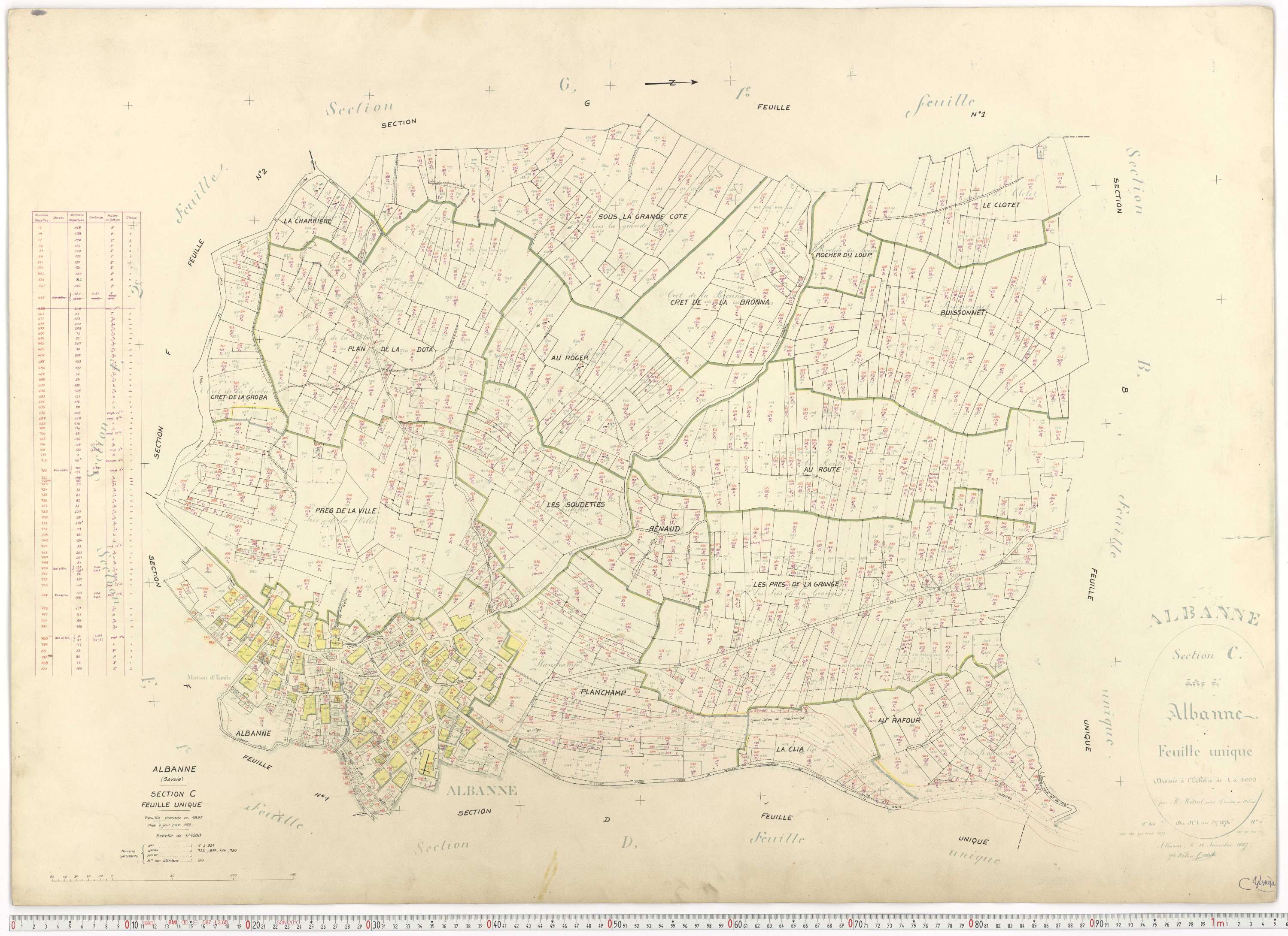 Montricher-Albanne - Plans cadastraux du cadastre rénové.