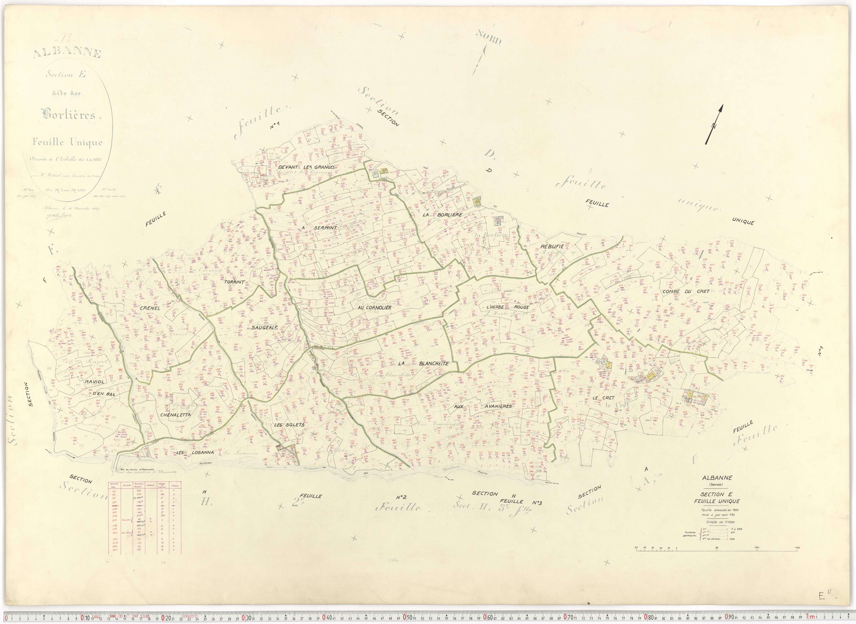 Montricher-Albanne - Plans cadastraux du cadastre rénové.