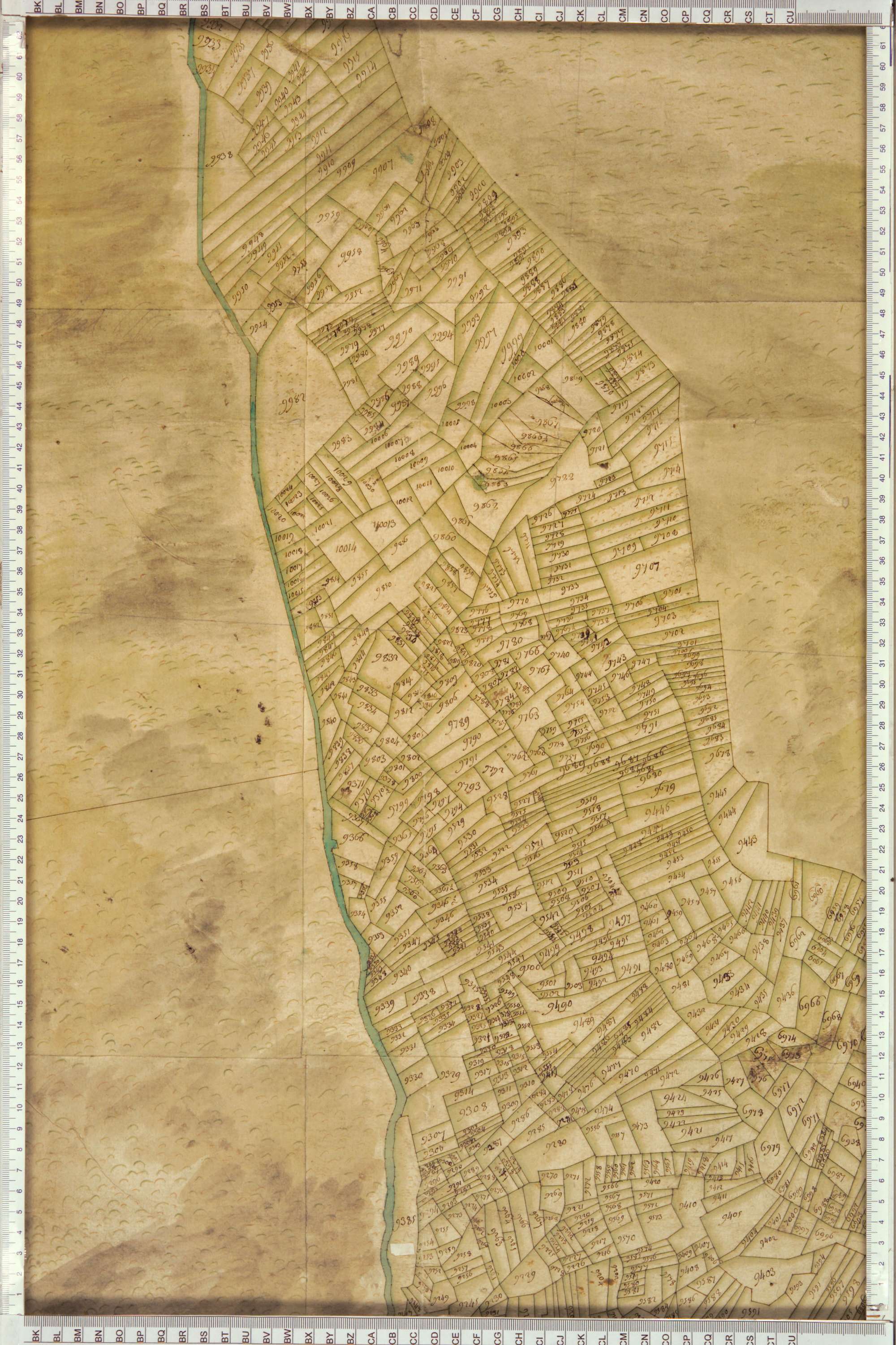 Montricher-Albanne - Copie de la mappe originale (plan cadastral) de la commune d’Albane. Signée Cocelli, directeur du bureau de la péréquation.