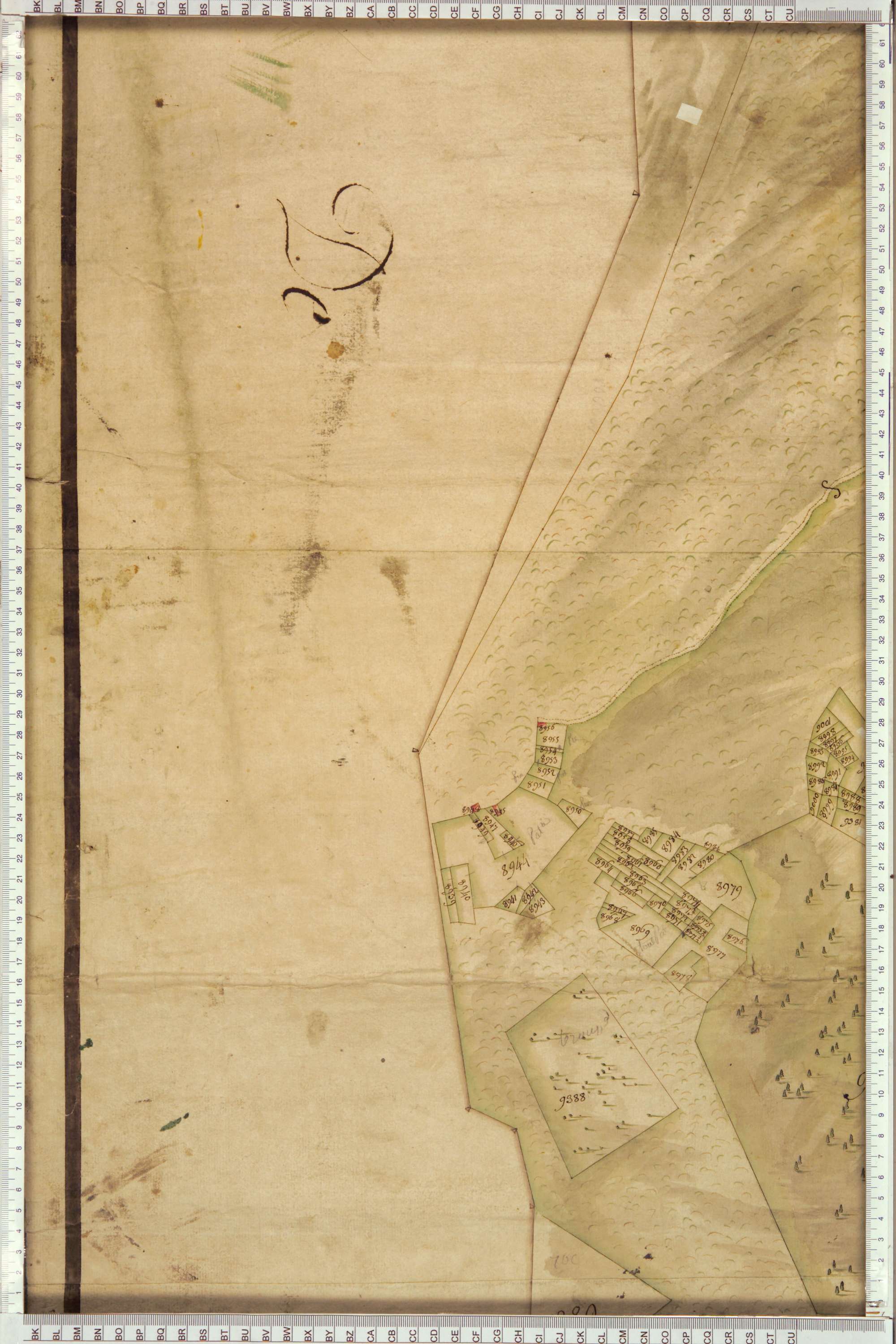 Montricher-Albanne - Copie de la mappe originale (plan cadastral) de la commune d’Albane. Signée Cocelli, directeur du bureau de la péréquation.