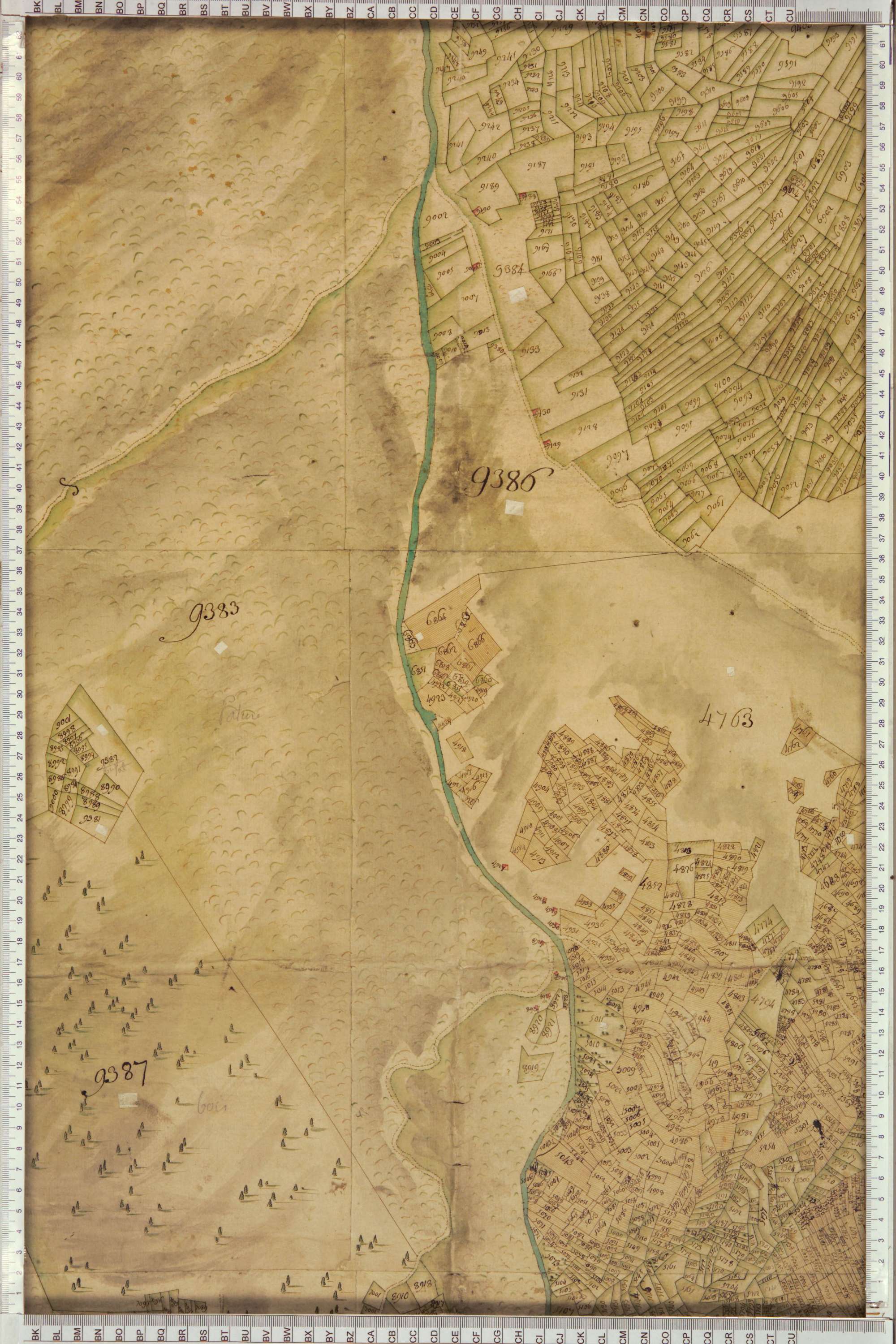 Montricher-Albanne - Copie de la mappe originale (plan cadastral) de la commune d’Albane. Signée Cocelli, directeur du bureau de la péréquation.